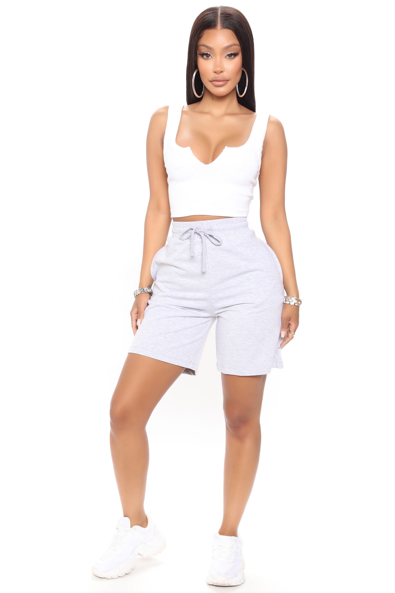 Here To Lounge Sweatshorts - Heather Grey