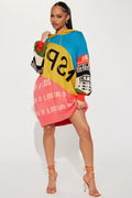 Los Moto Sweater Mini Dress - Multi Color