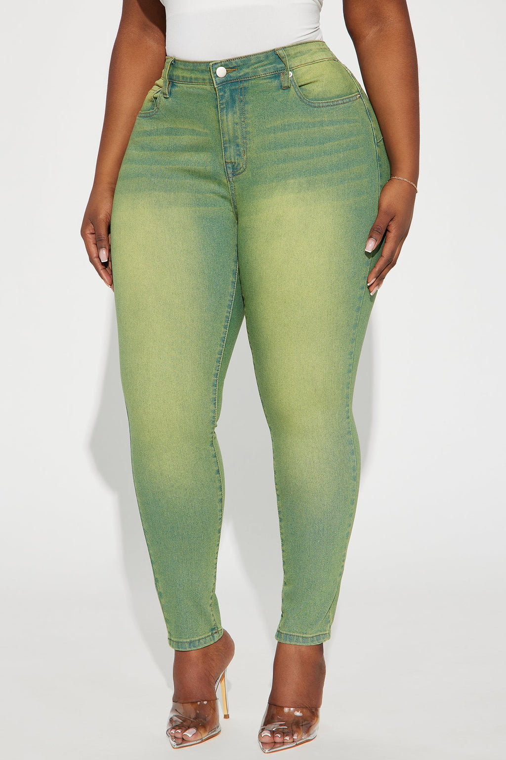 Hampton Tinted High Stretch Skinny Jeans - Green