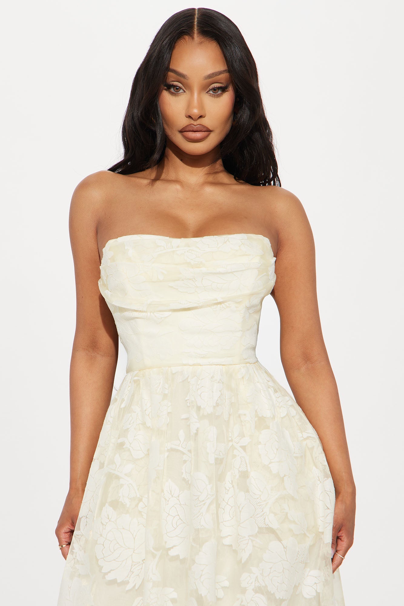 Samantha Floral Tulle Gown - Butter Yellow
