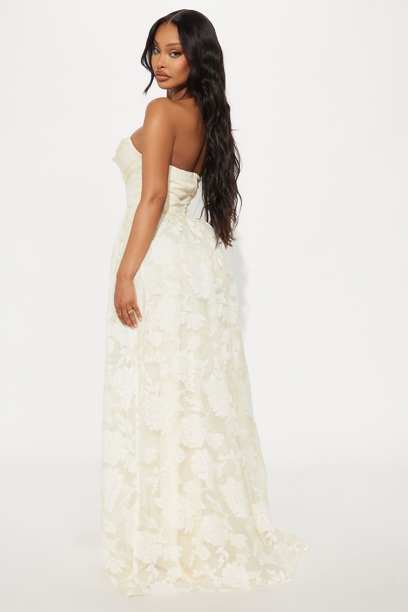 Samantha Floral Tulle Gown - Butter Yellow