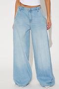 Bowden Baggy Non Stretch Wide Leg Jeans - Medium Wash