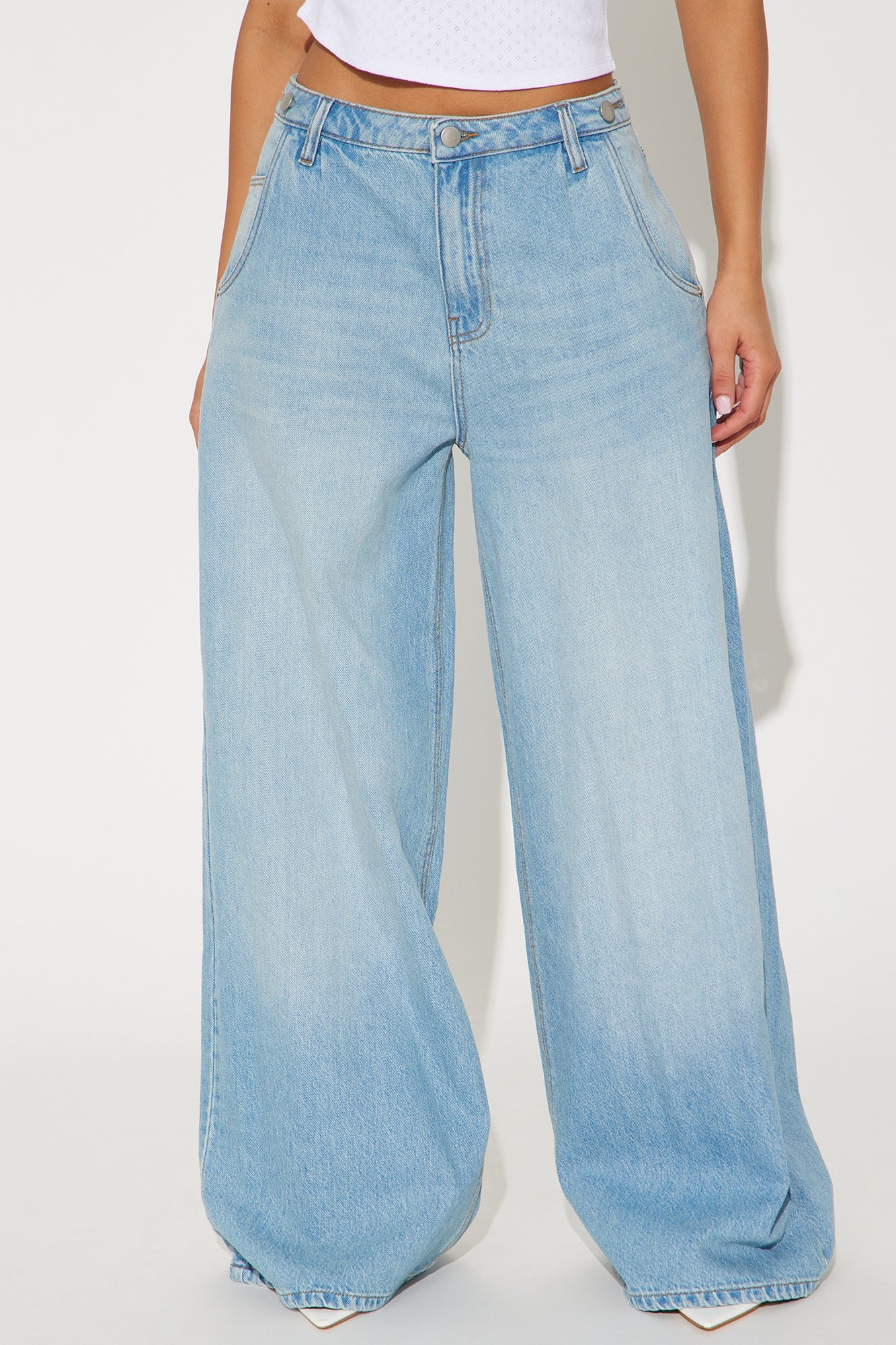 Bowden Baggy Non Stretch Wide Leg Jeans - Medium Wash