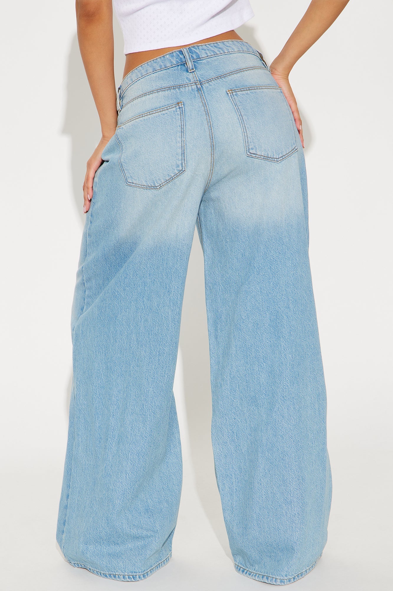 Bowden Baggy Non Stretch Wide Leg Jeans - Medium Wash
