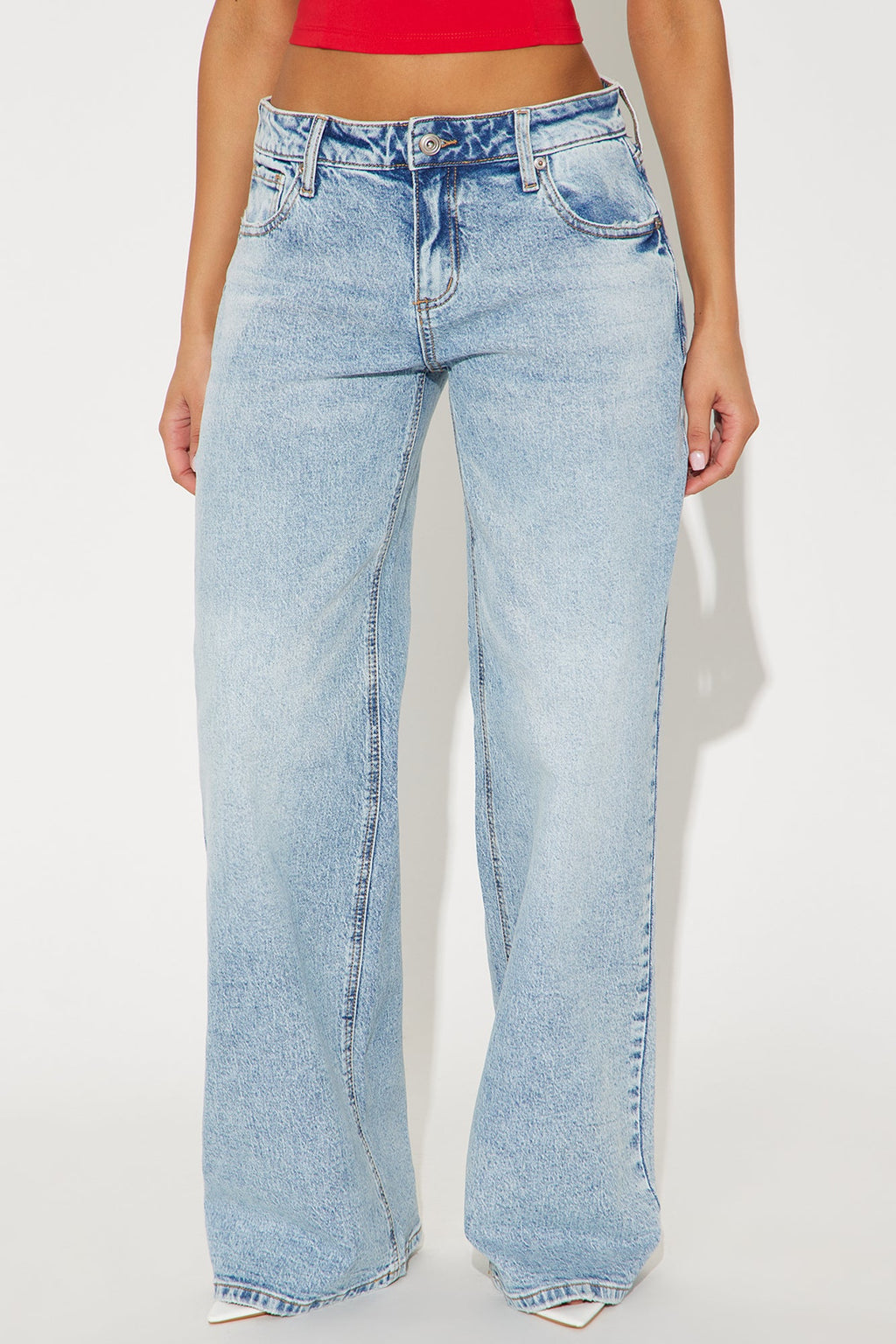 Still Going Strong Baggy Wide Leg Jeans - Light Wash