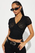Leilani Lace Wrap Top - Black