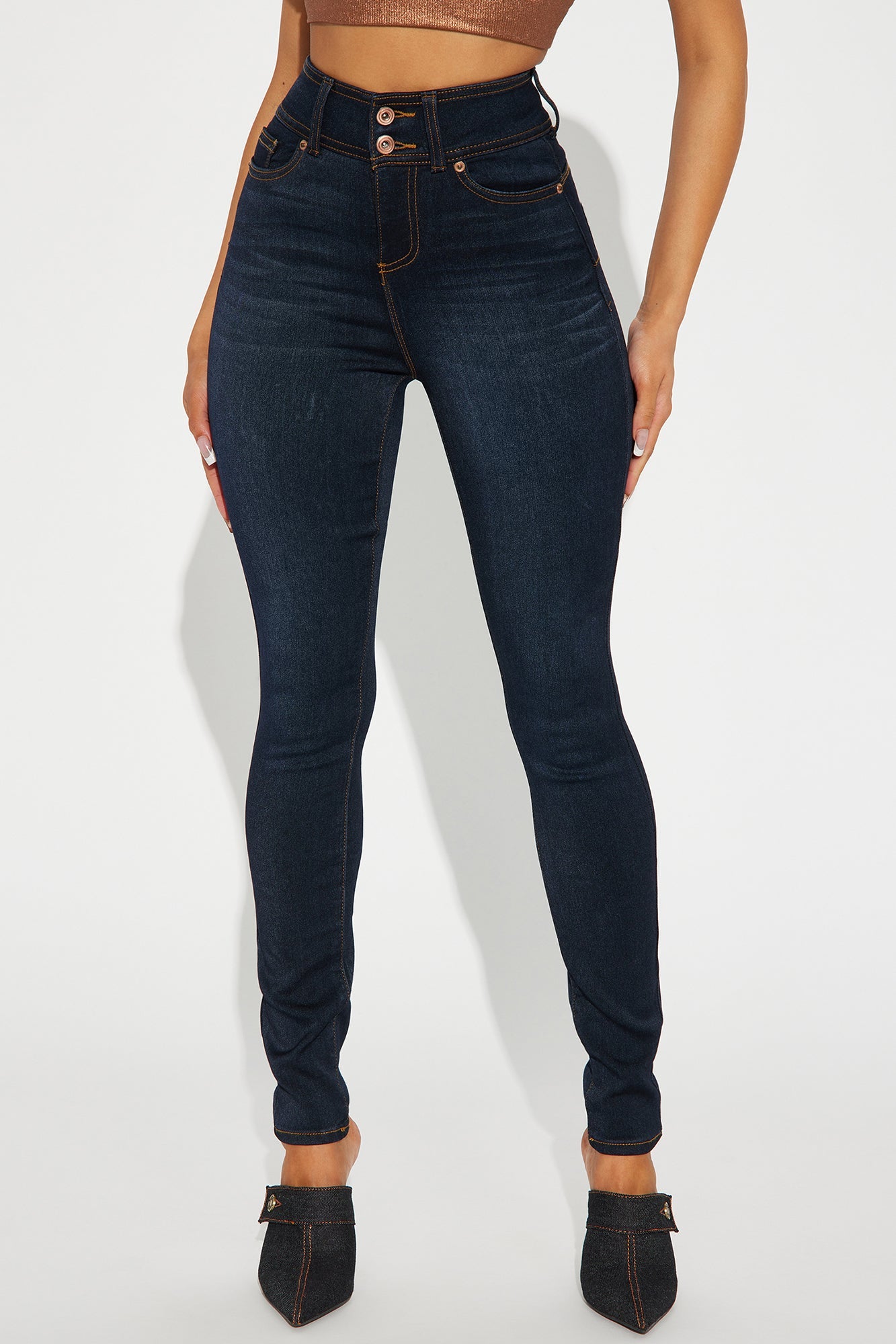 Snatch Me Tight Booty Lifter Skinny Jeans - Dark Wash