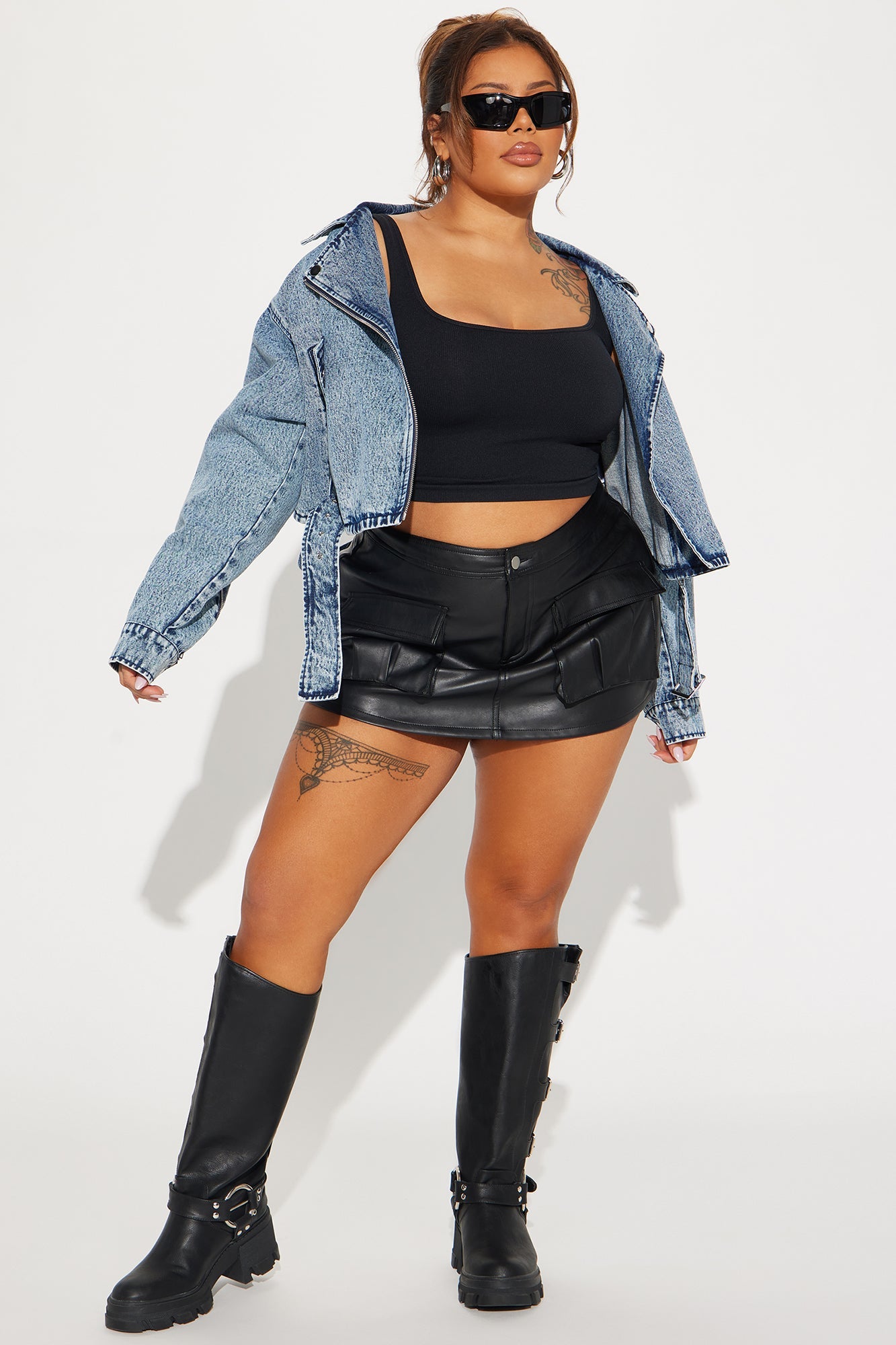 Making Appearances Acid Wash Denim Moto Jacket - Medium Wash