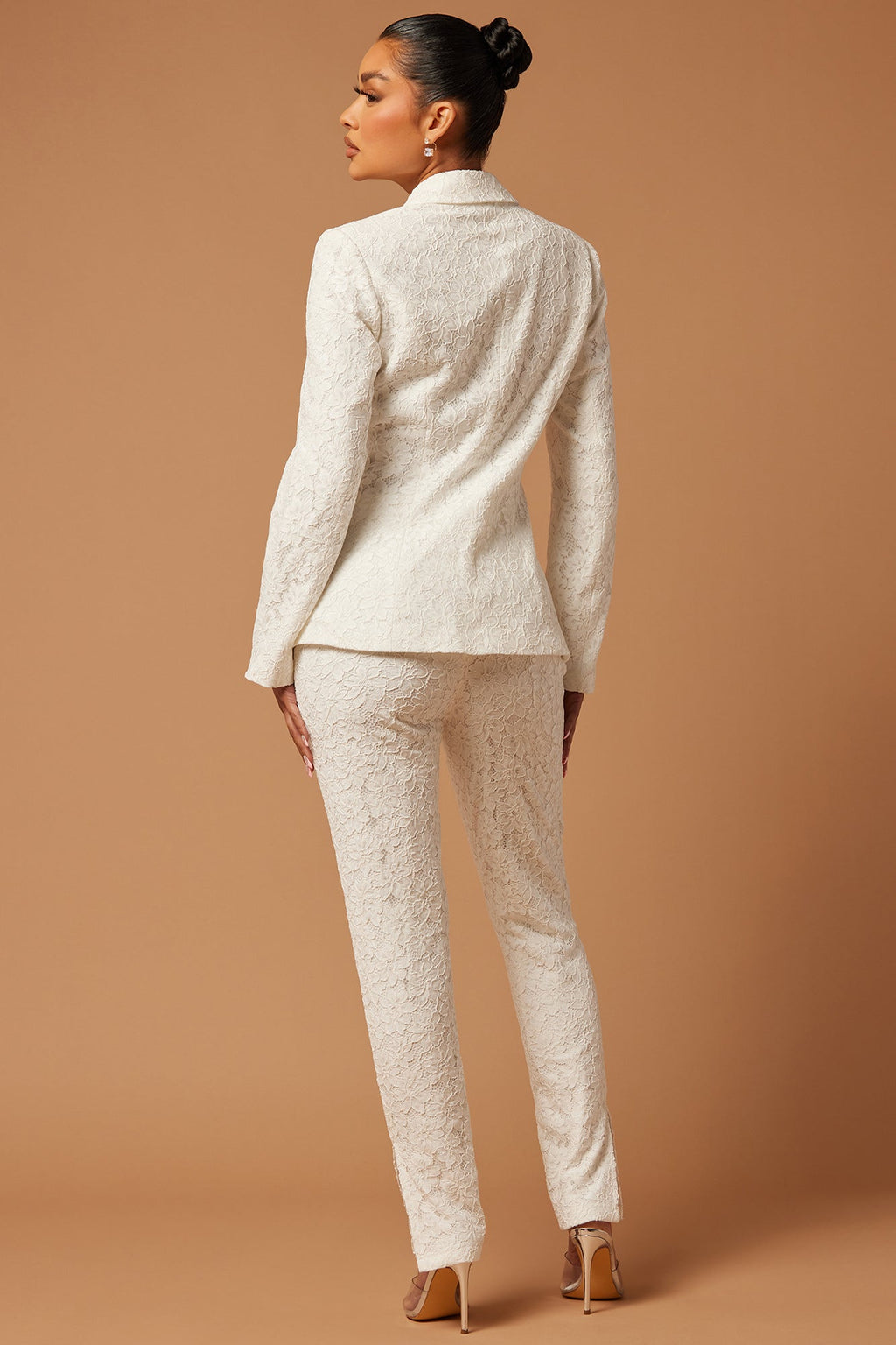 Melanie Lace Pant Suit Set - White