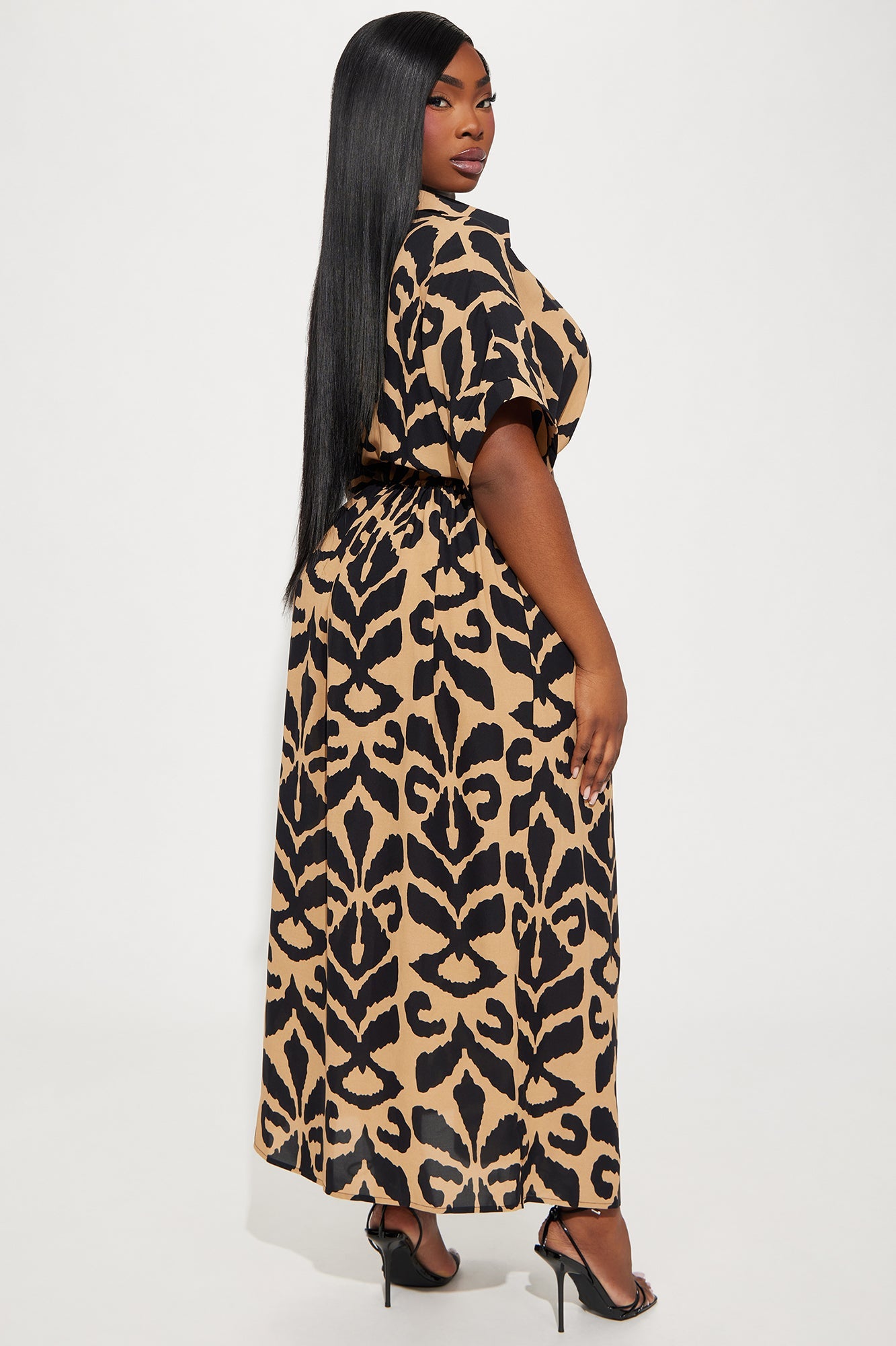 Sahara Short Sleeve Maxi Dress - Brown/combo