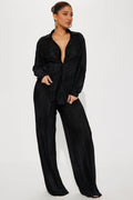 If It Plisse You Pant Set - Black
