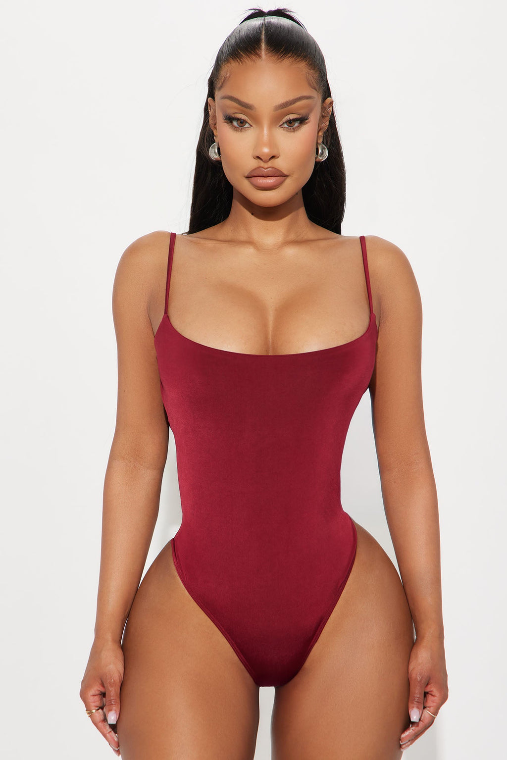 Acacia Backless Bodysuit - Burgundy