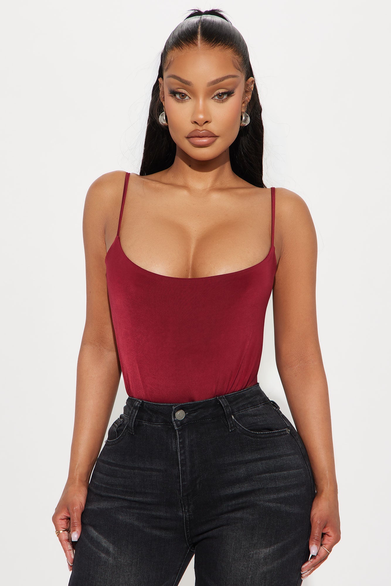 Acacia Backless Bodysuit - Burgundy