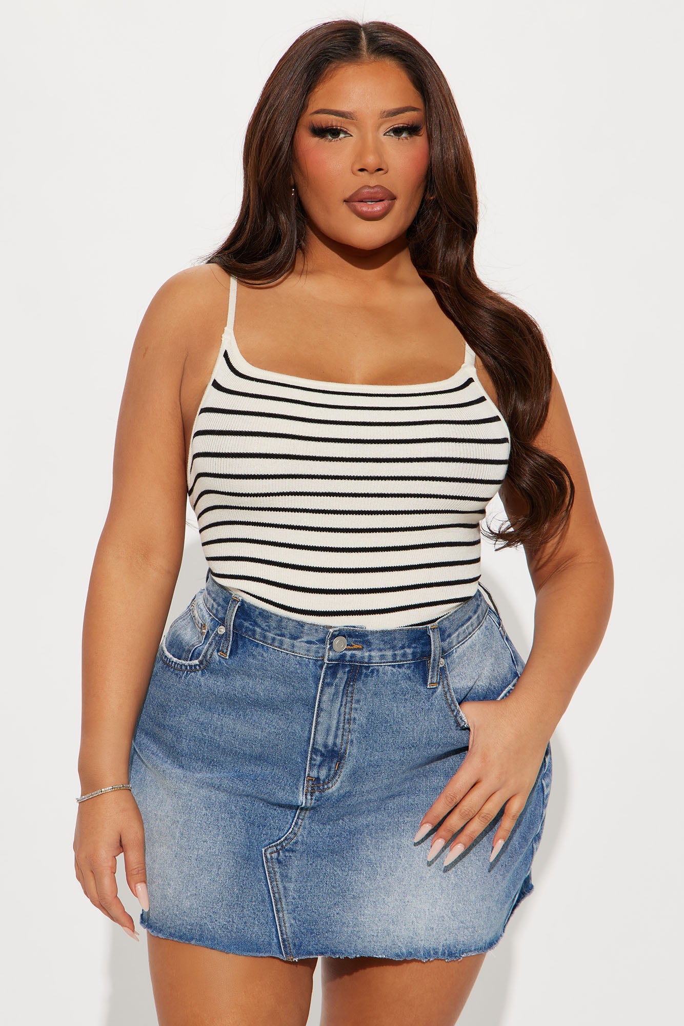 Sybelle Striped Sweater Top - Cream/combo