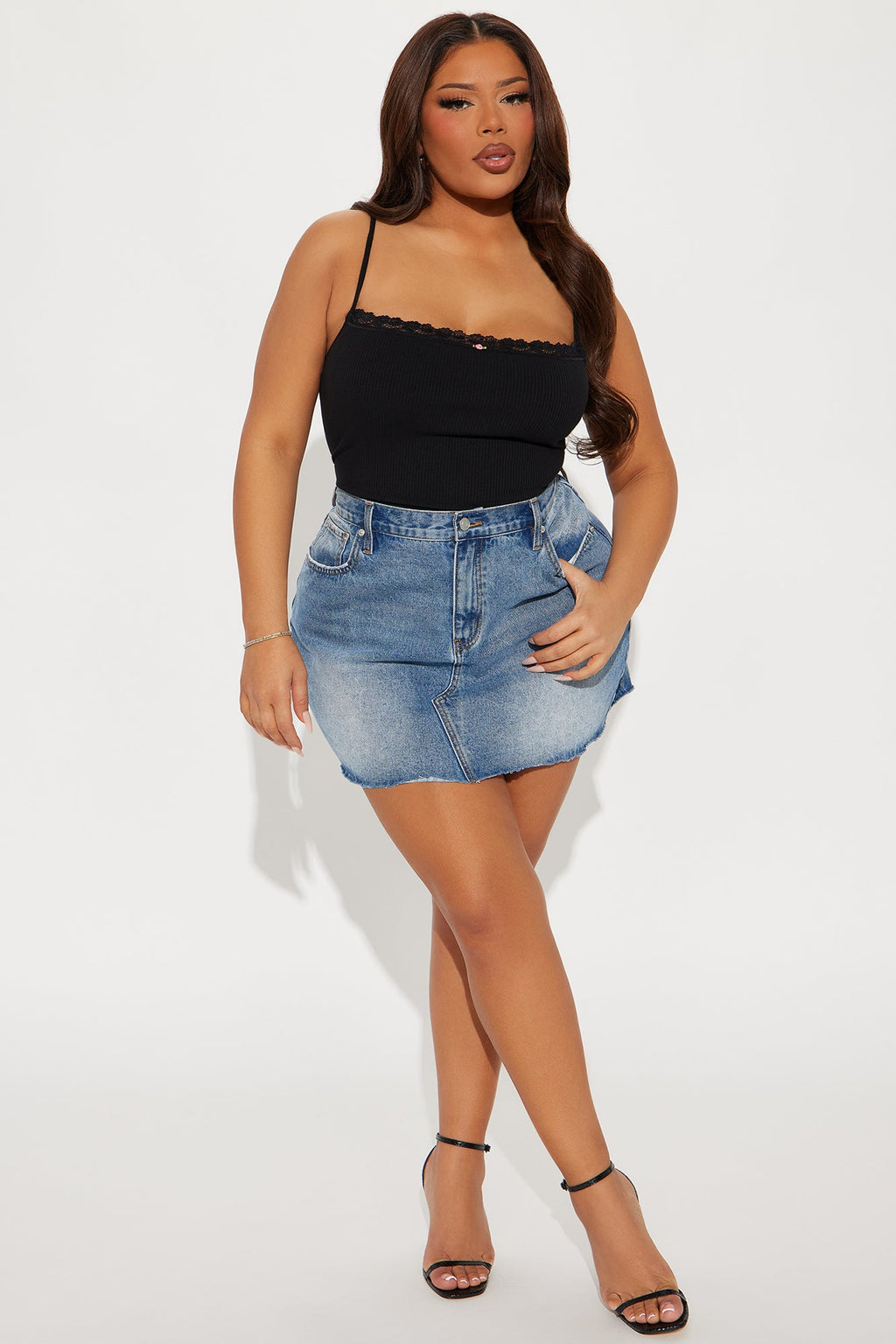 Celeste Lace Trim Cami - Black