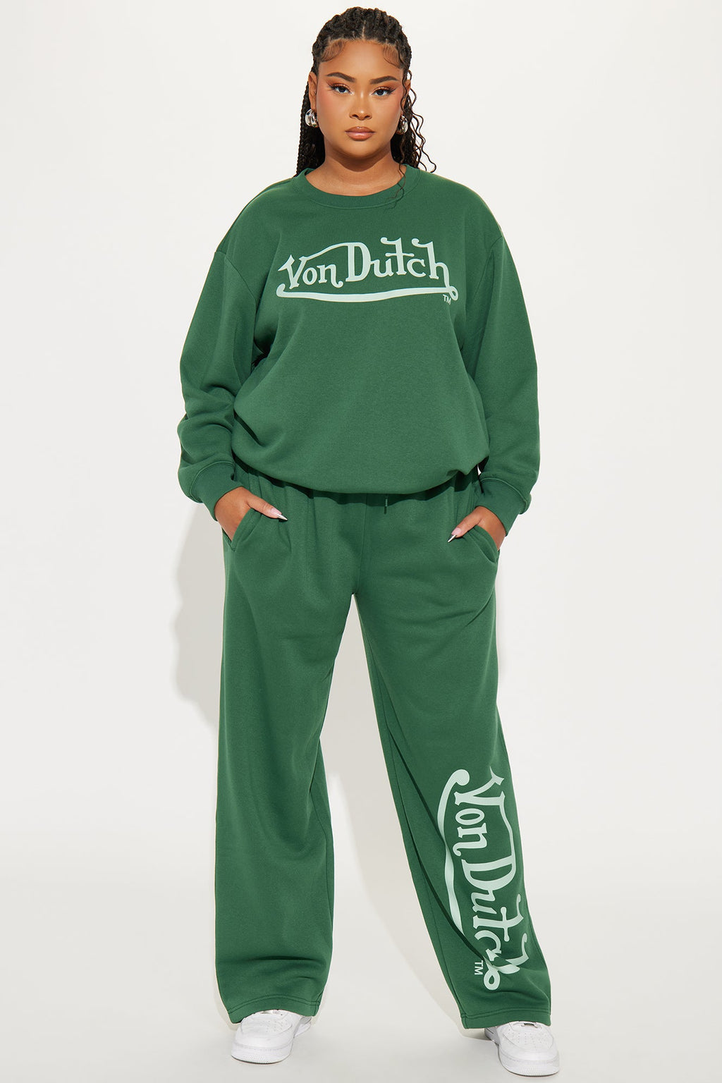 Von Dutch Distressed Crewneck Sweatshirt - Hunter Green