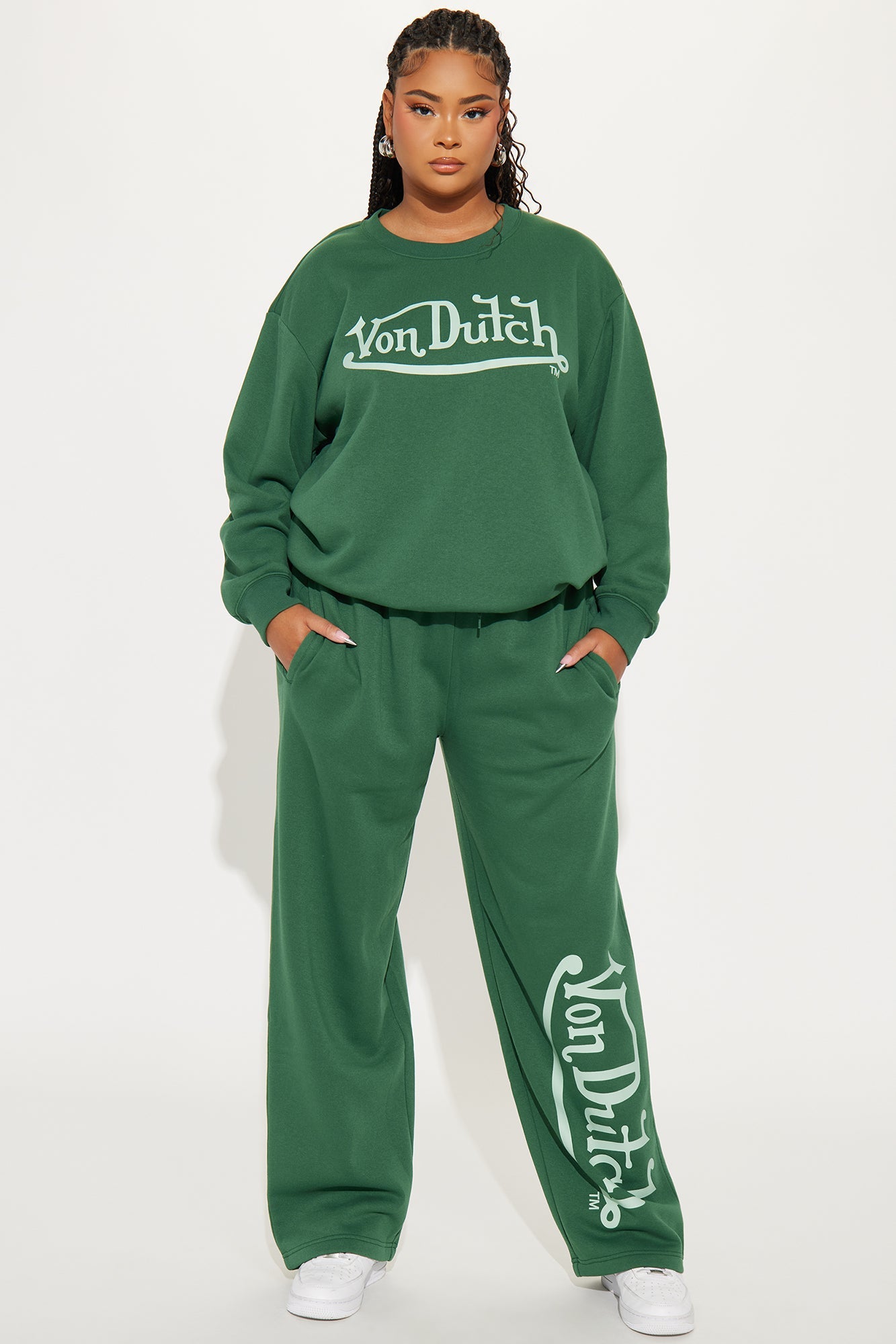 Von Dutch Distressed Crewneck Sweatshirt - Hunter Green