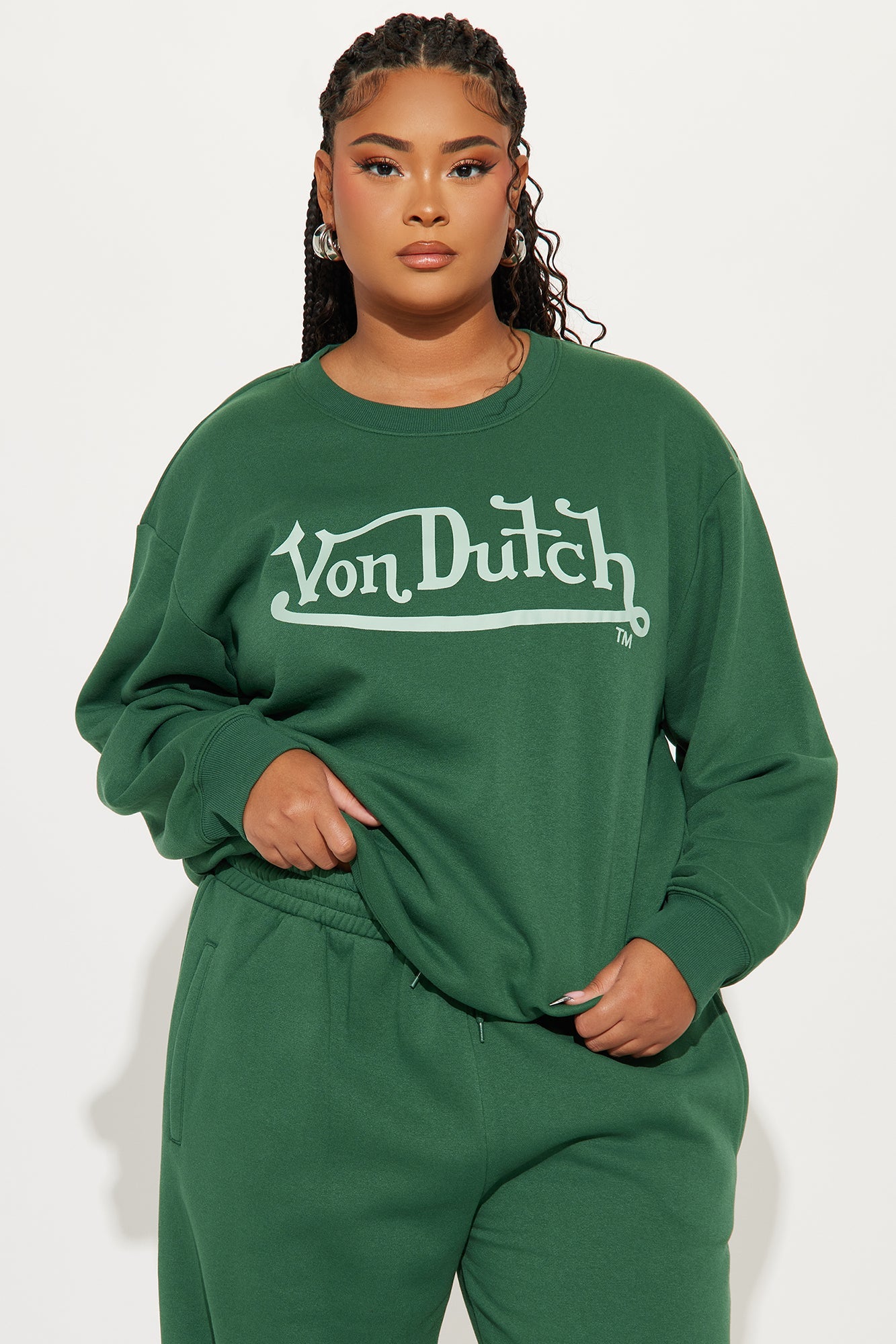 Von Dutch Distressed Crewneck Sweatshirt - Hunter Green