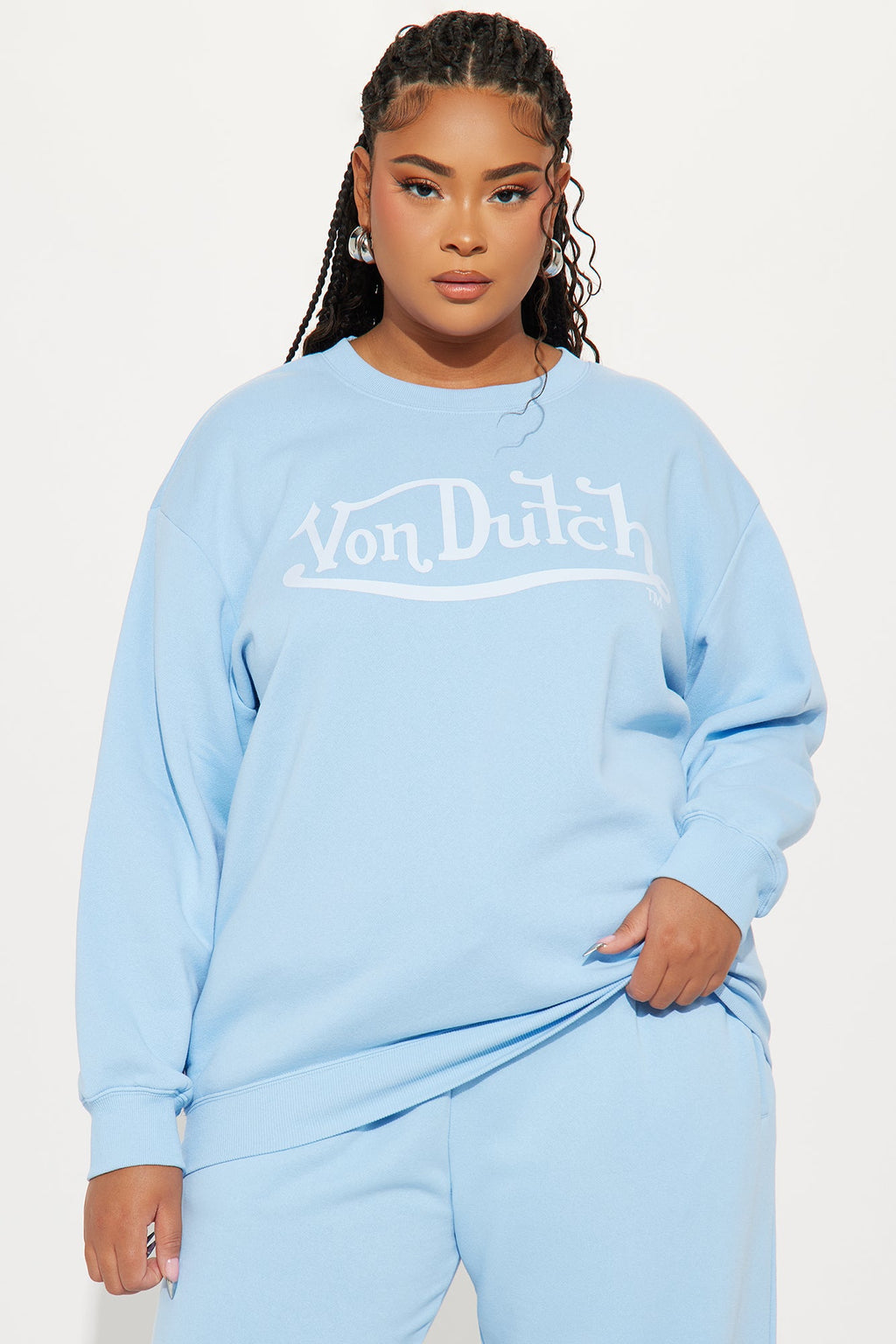 Von Dutch Distressed Crewneck Sweatshirt - Blue