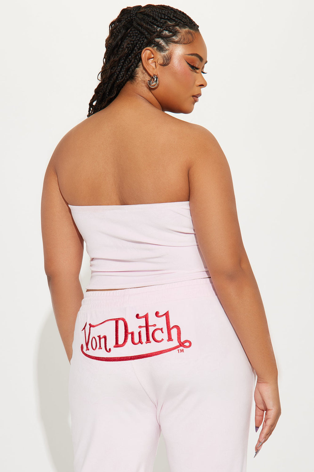 Von Dutch Velour Tube Top - Light Pink