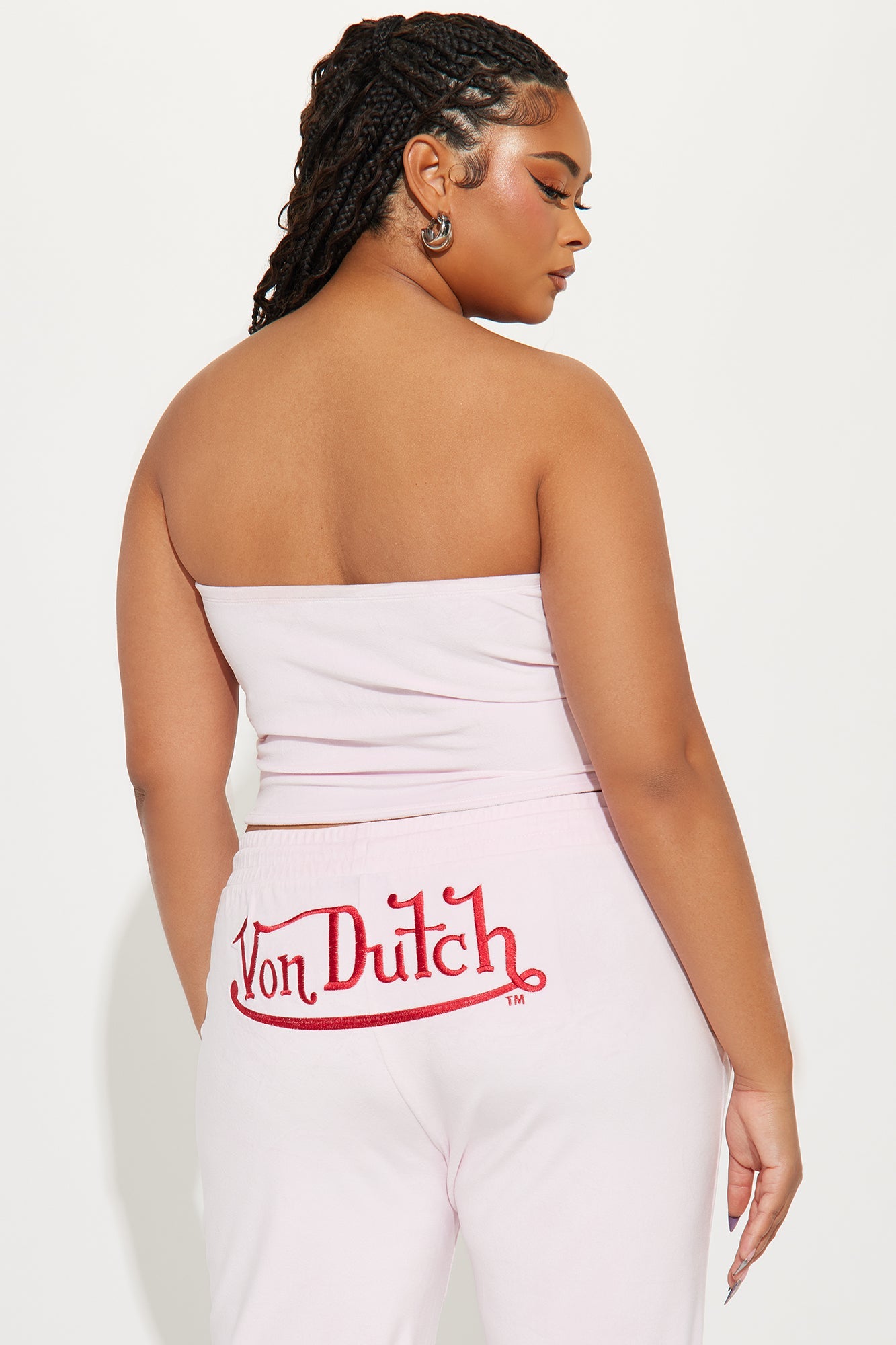 Von Dutch Velour Tube Top - Light Pink