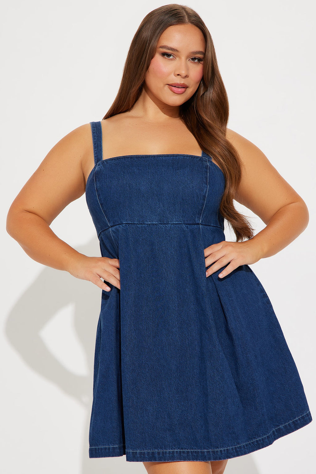 Out And About Denim Mini Dress - Dark Wash