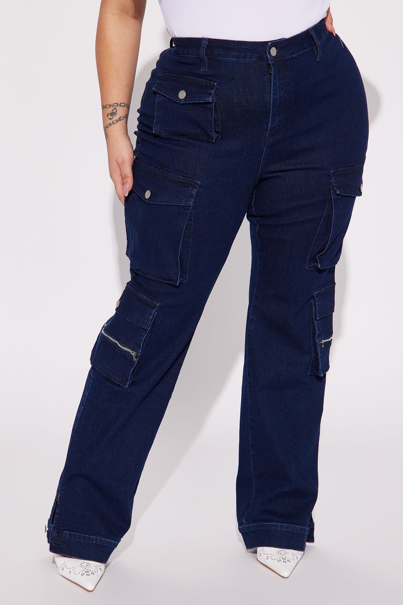 Out Of My Way Stretch Cargo Jean - Dark Wash