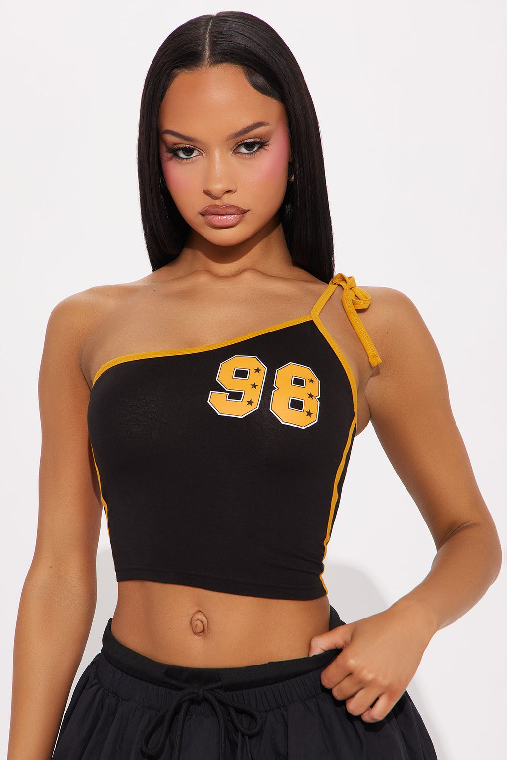 Gemma One Shoulder Top - Black/combo