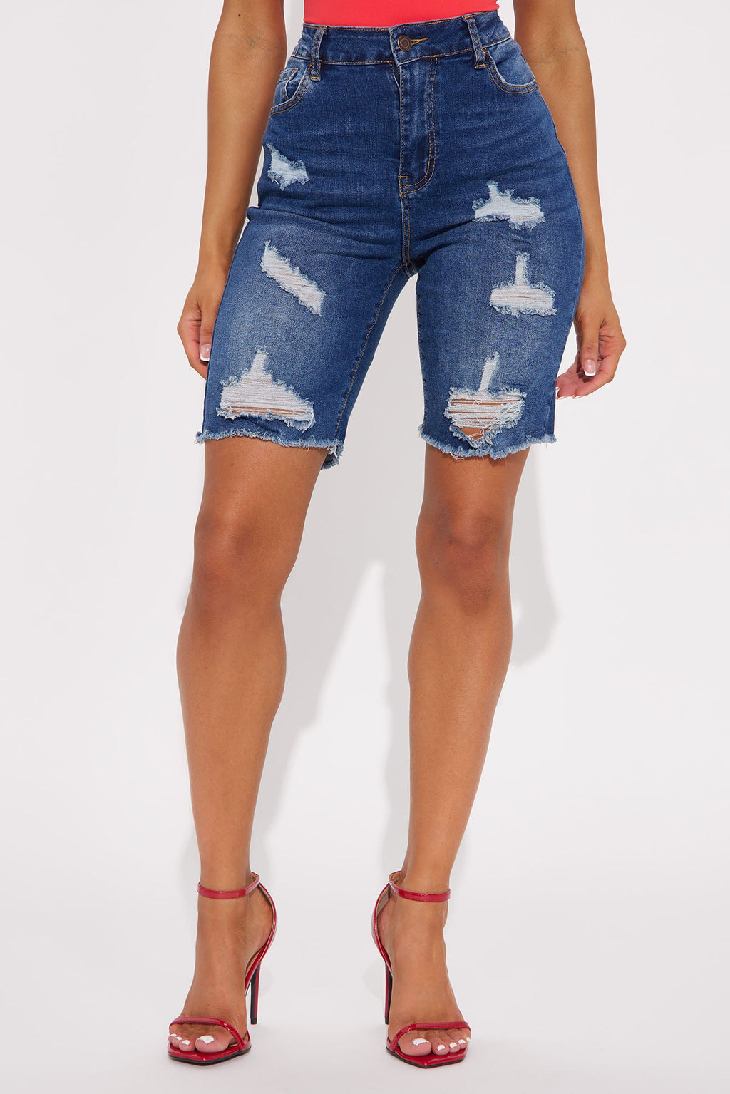 Tight Squeeze Lux Stretch Denim Bermuda Shorts - Dark Wash