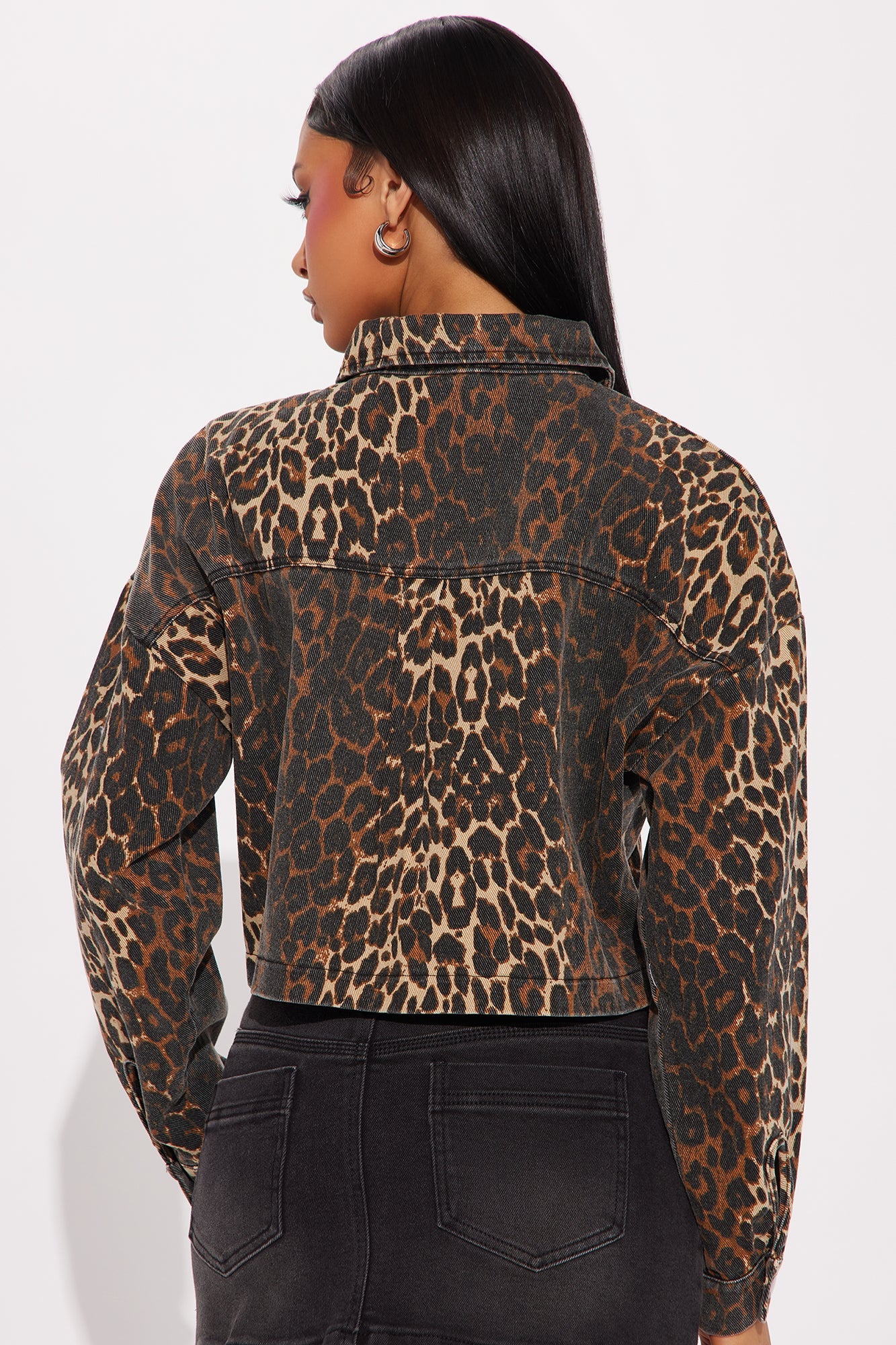 Alana Cheetah Denim Jacket - Brown/combo