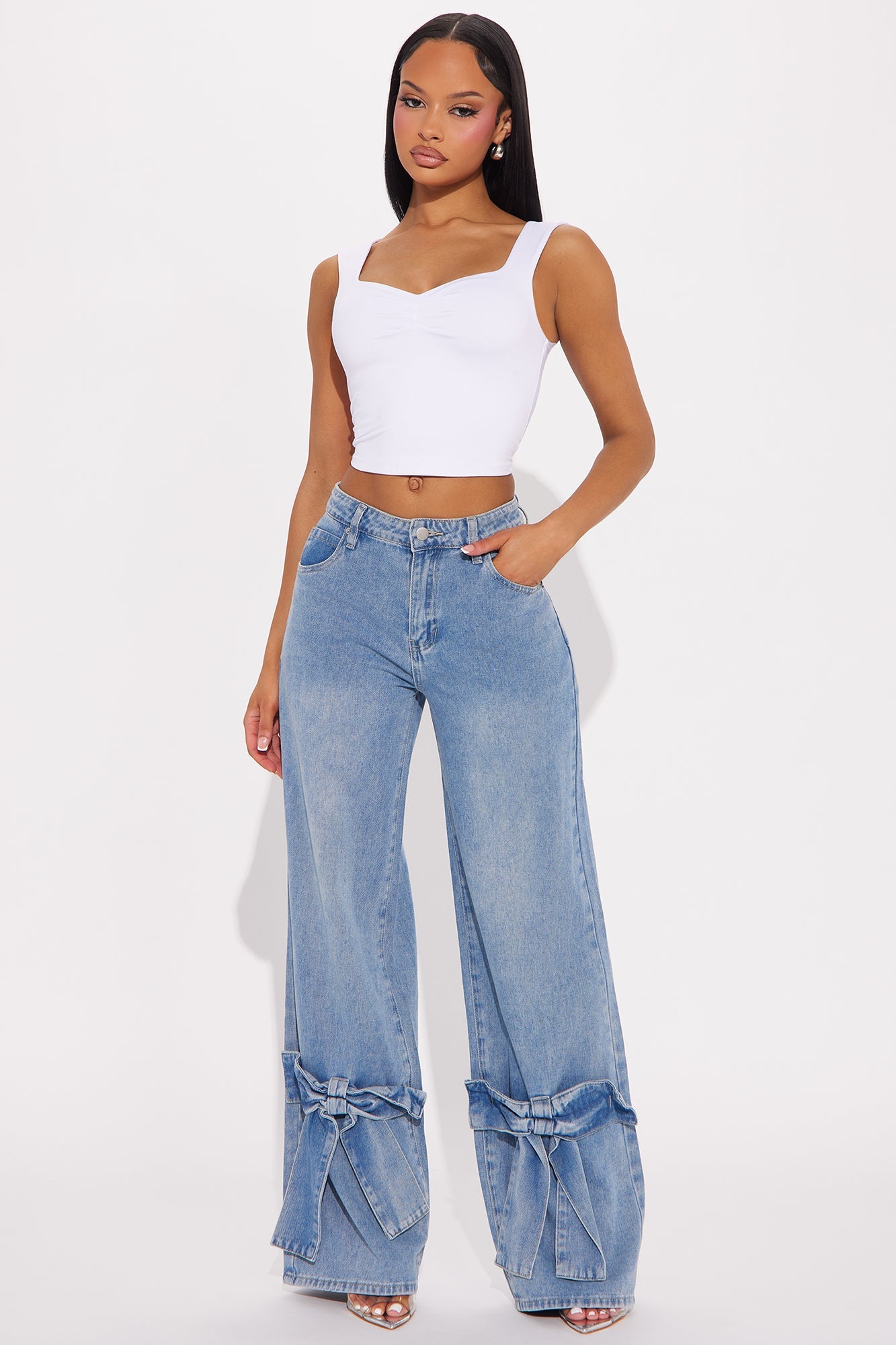 Take a Bow Wide Leg Jean - Medium Wash