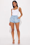 Feeling It Still Bloomer Denim Shorts - Medium Wash