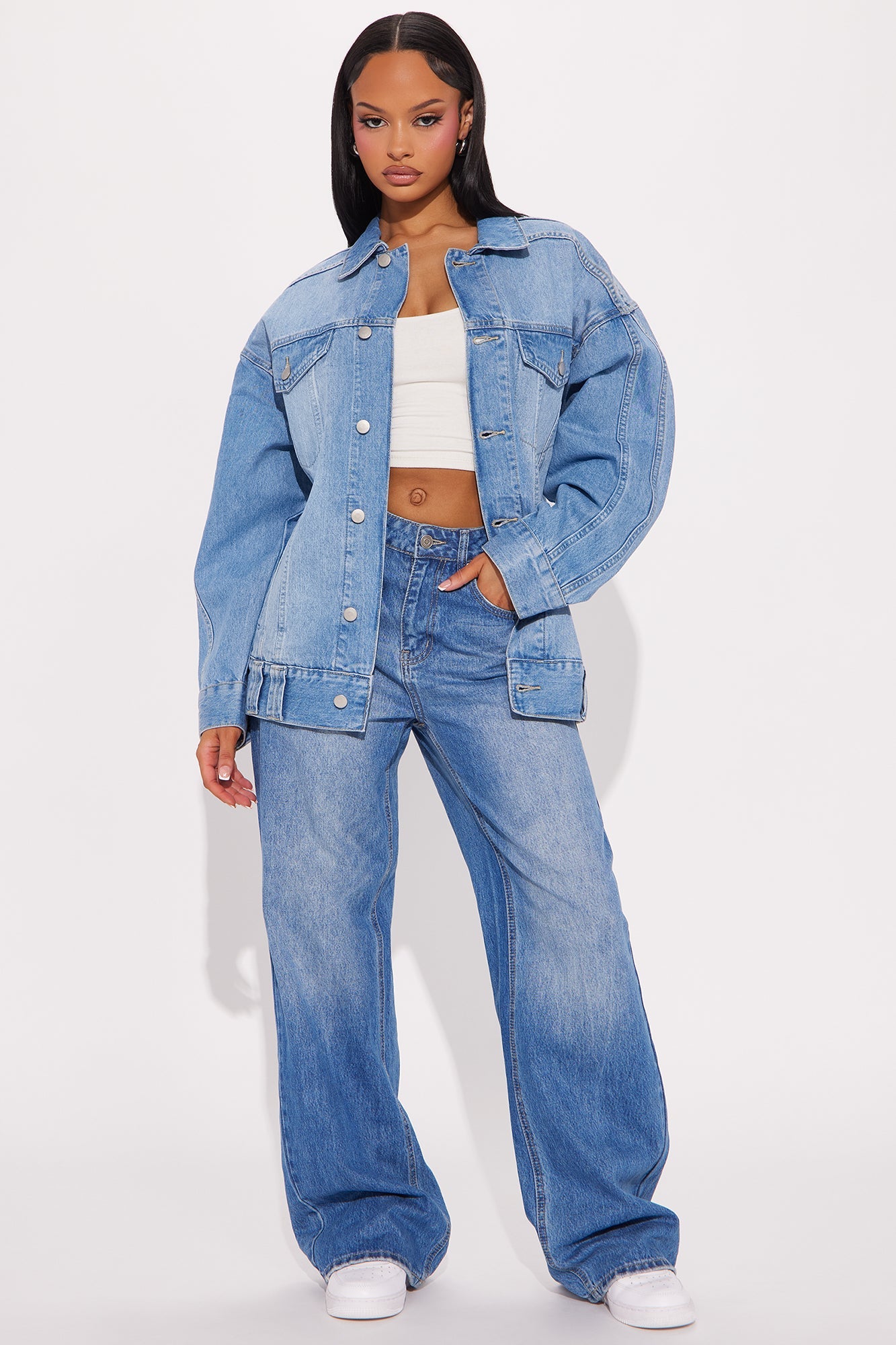 Maliyah Oversized Denim Jacket - Medium Wash