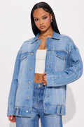 Maliyah Oversized Denim Jacket - Medium Wash
