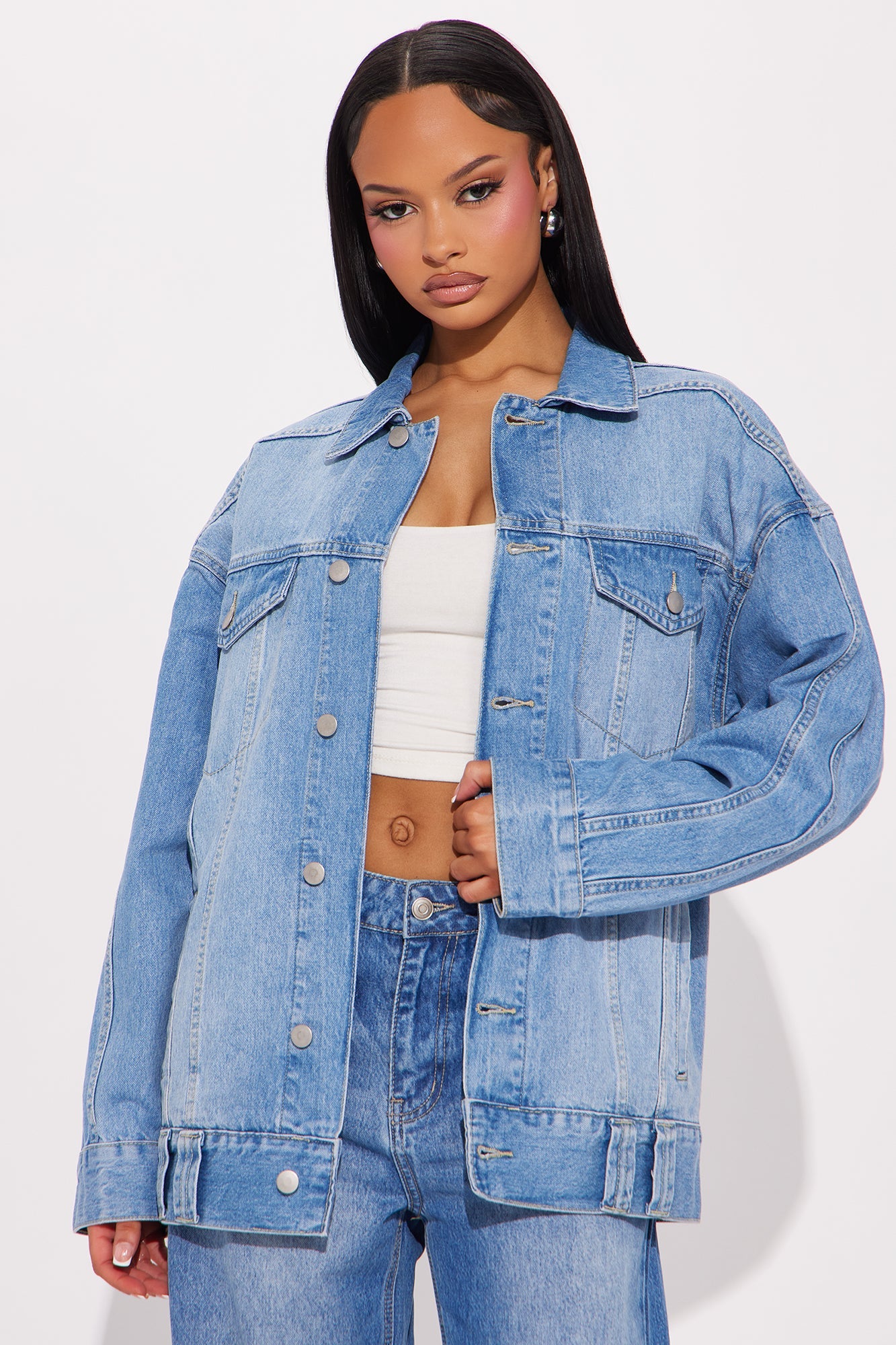 Maliyah Oversized Denim Jacket - Medium Wash