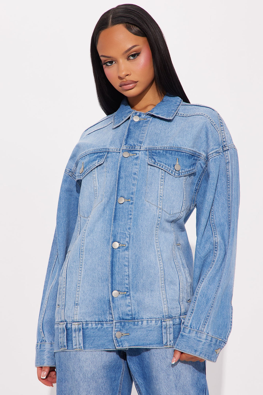 Maliyah Oversized Denim Jacket - Medium Wash