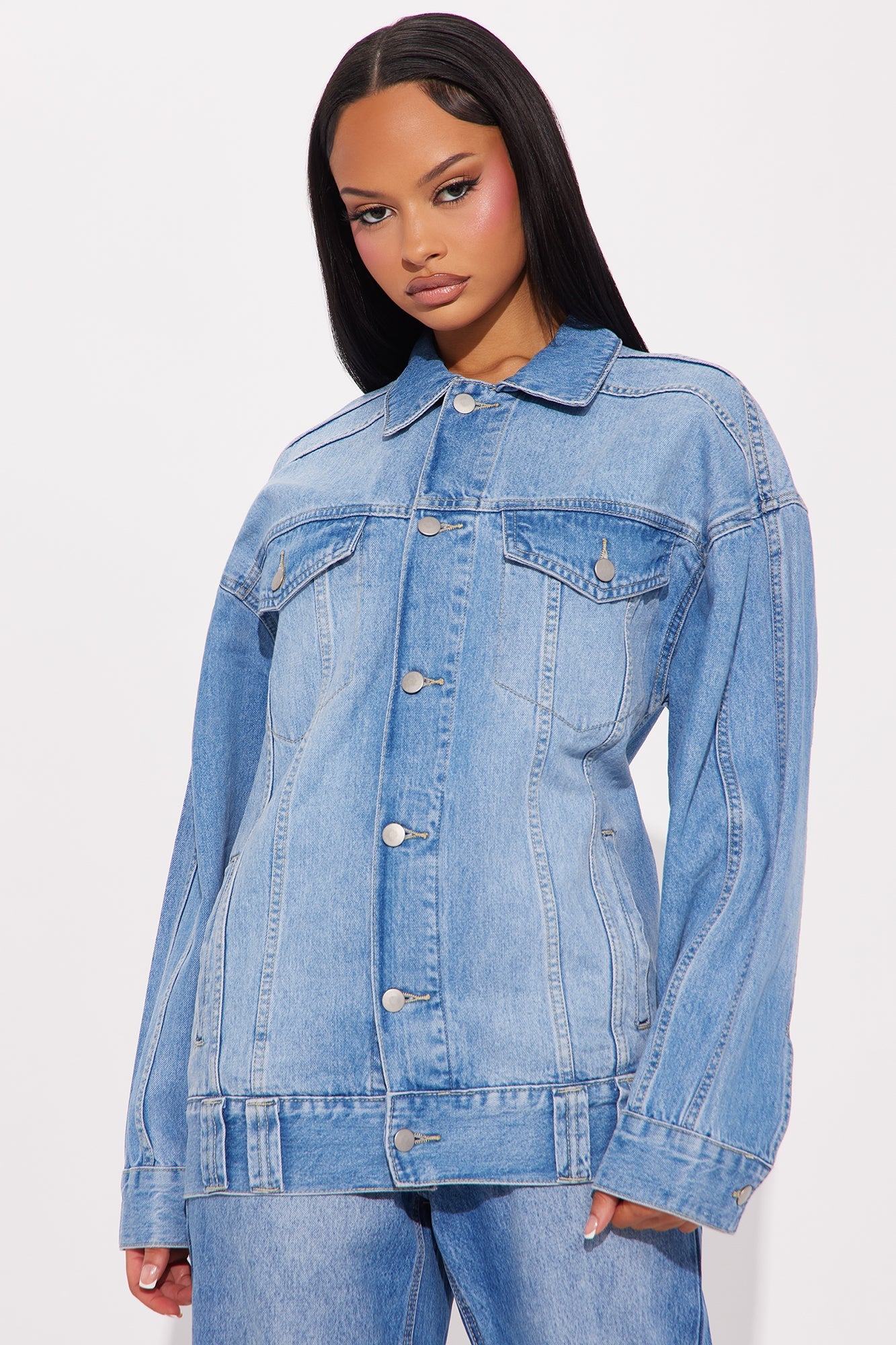 Maliyah Oversized Denim Jacket - Medium Wash