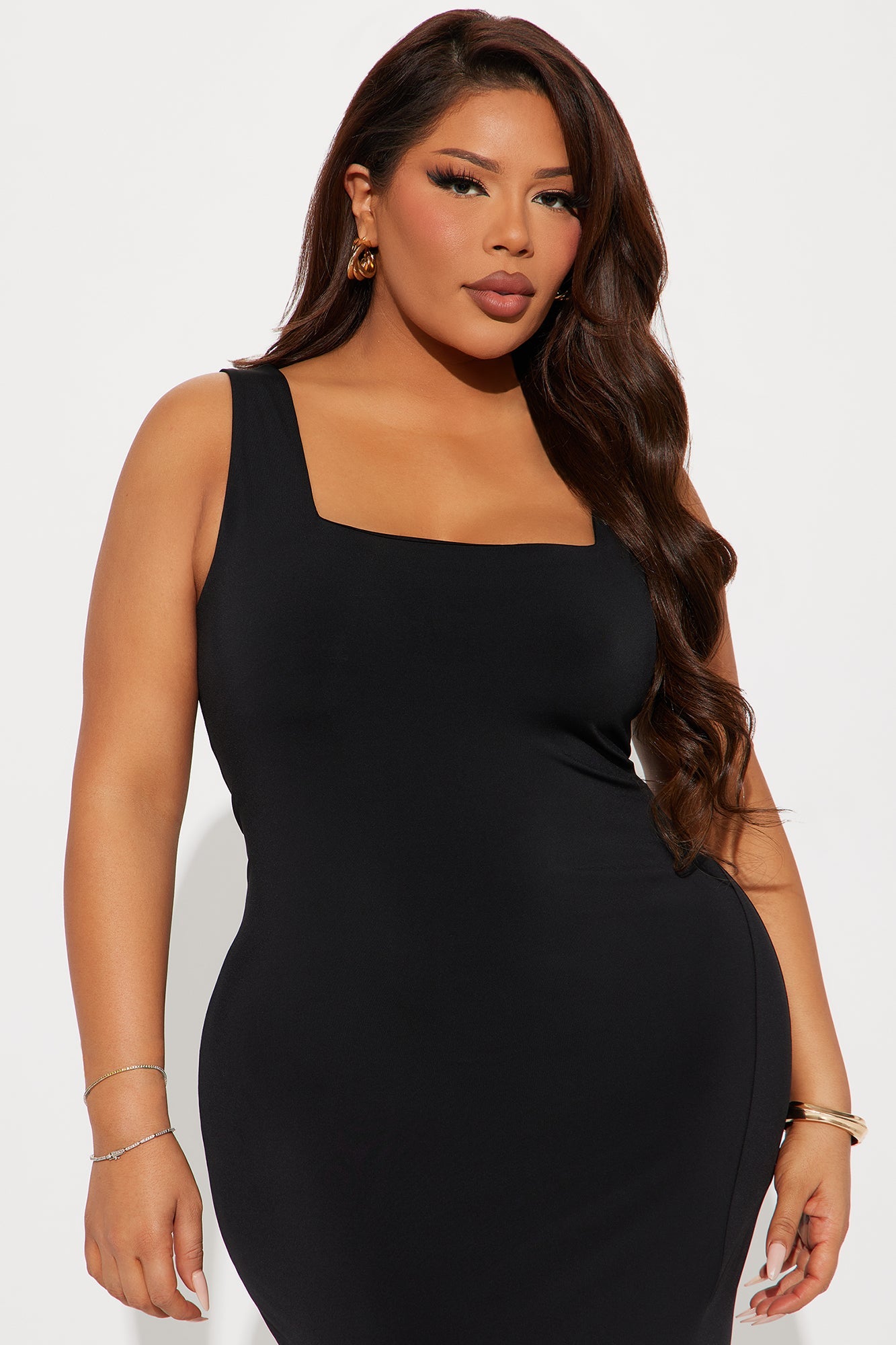 Kiss Me Sleeveless Midi Dress - Black