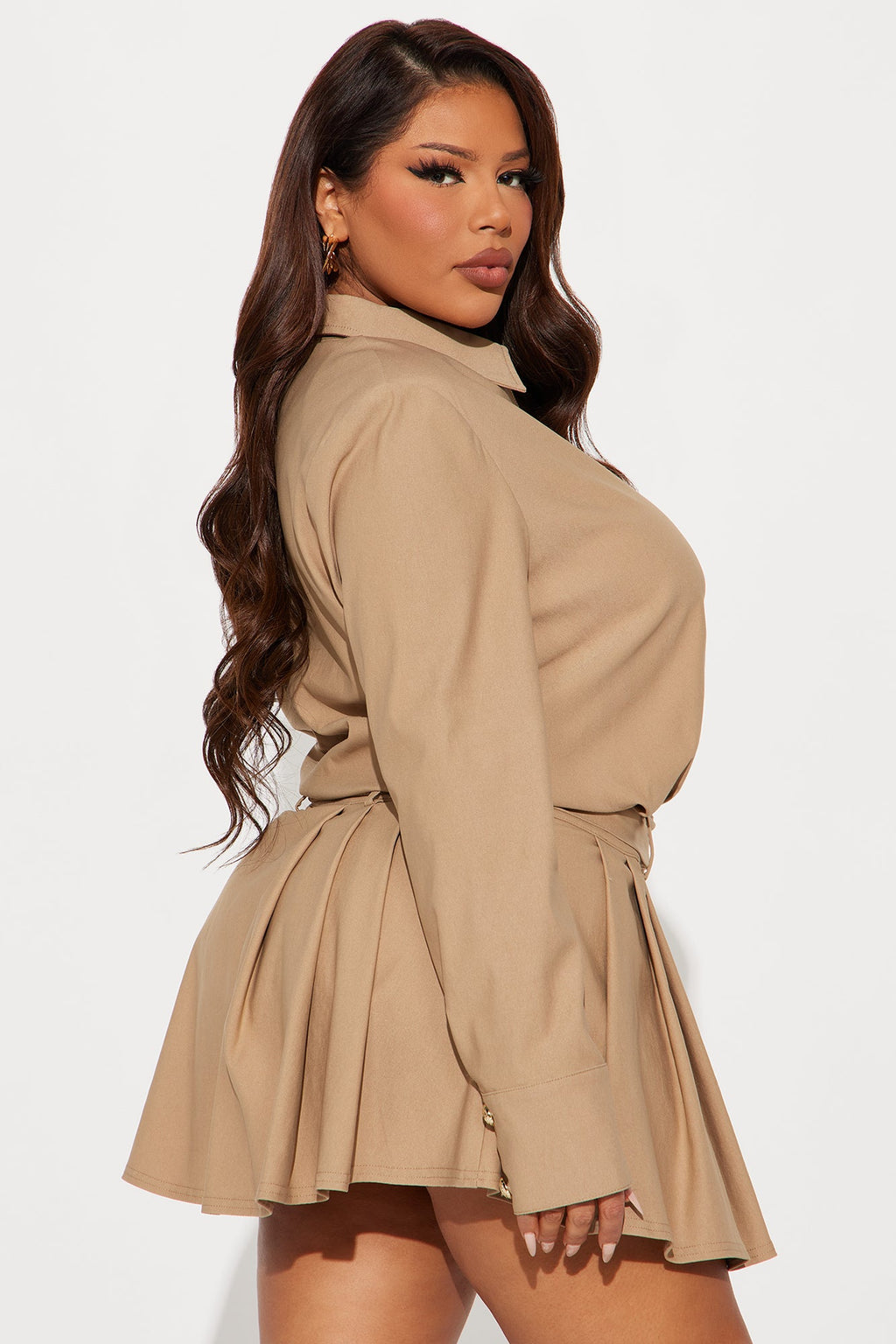 Janina Belted Mini Dress - Khaki