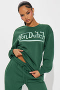 Von Dutch Distressed Crewneck Sweatshirt - Hunter Green