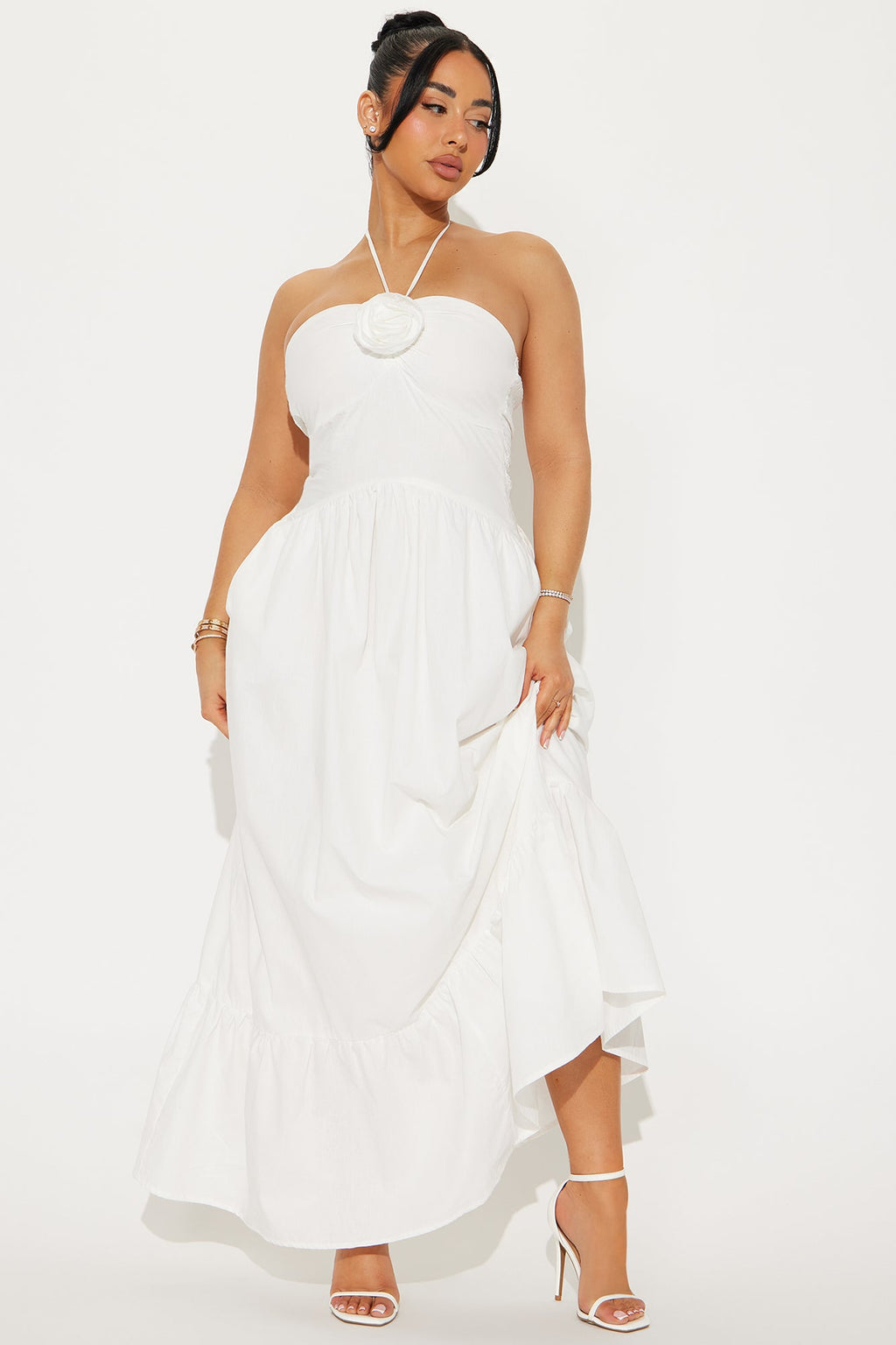 Kylie Halter Maxi Dress - White