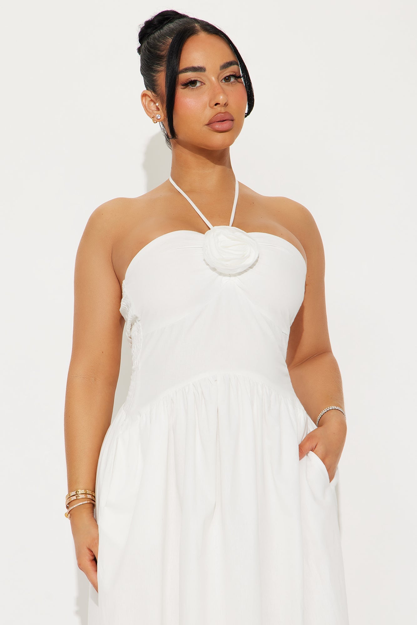 Kylie Halter Maxi Dress - White