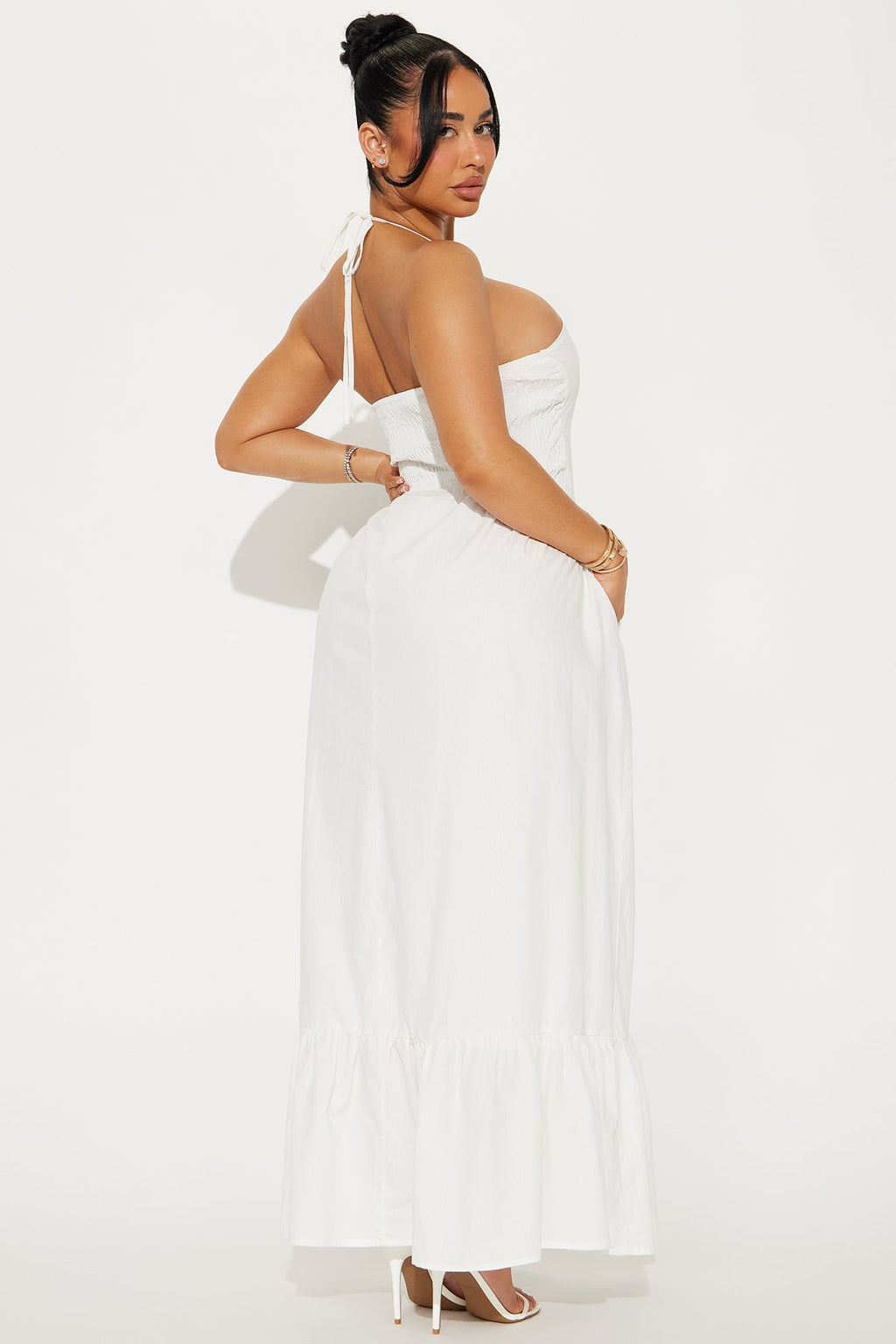 Kylie Halter Maxi Dress - White