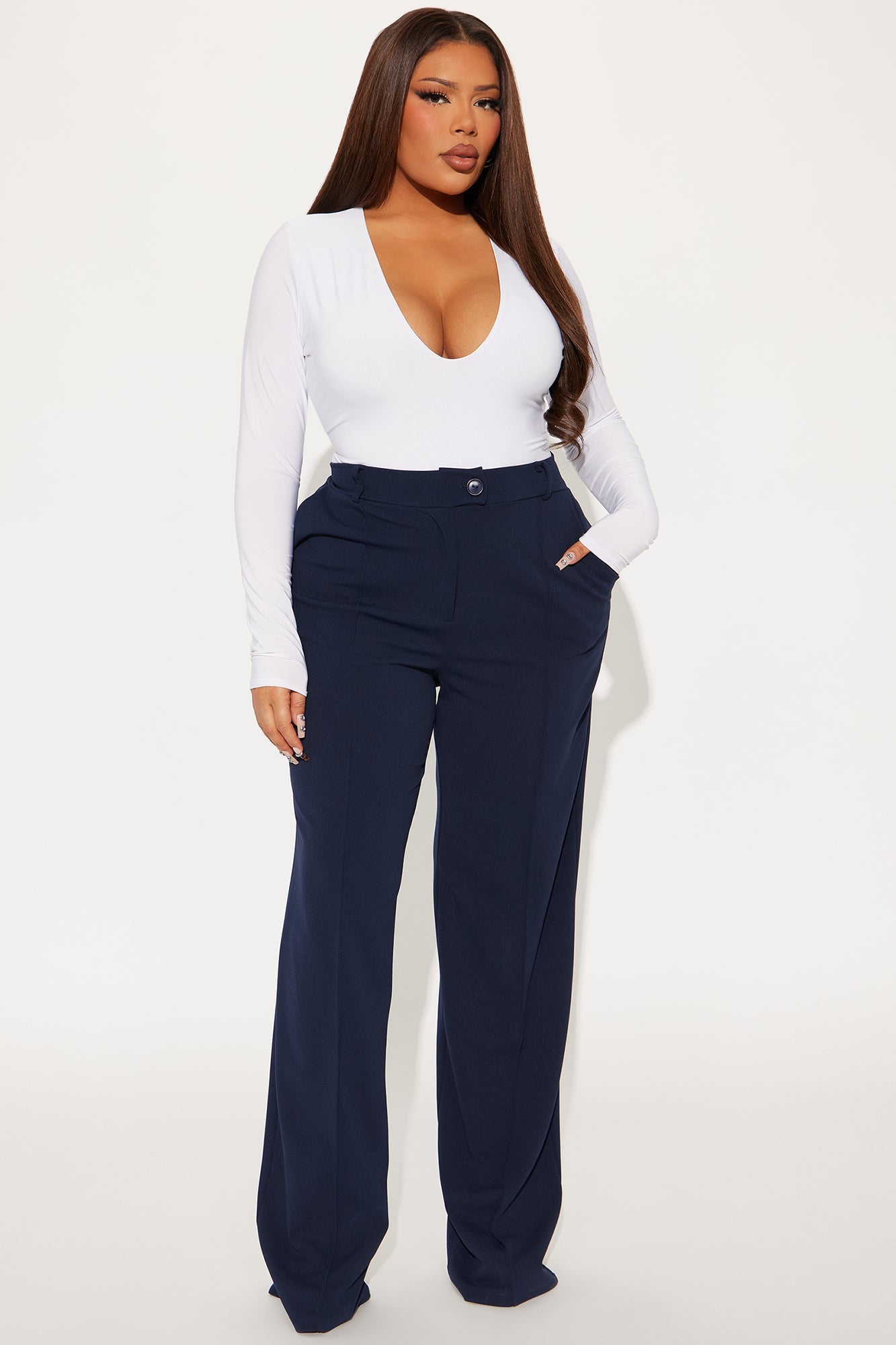 Tall Heidi Wide Leg Trouser Pant - Navy