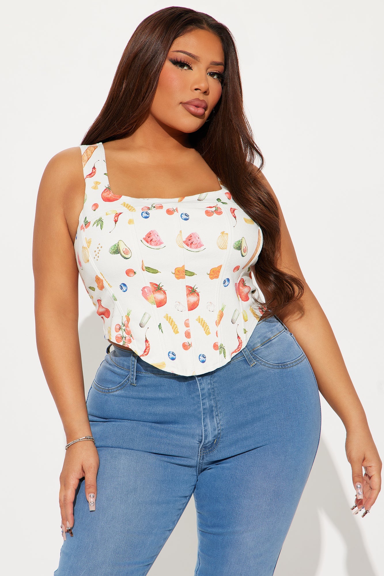 Dinner Is Served Corset Top - White/combo