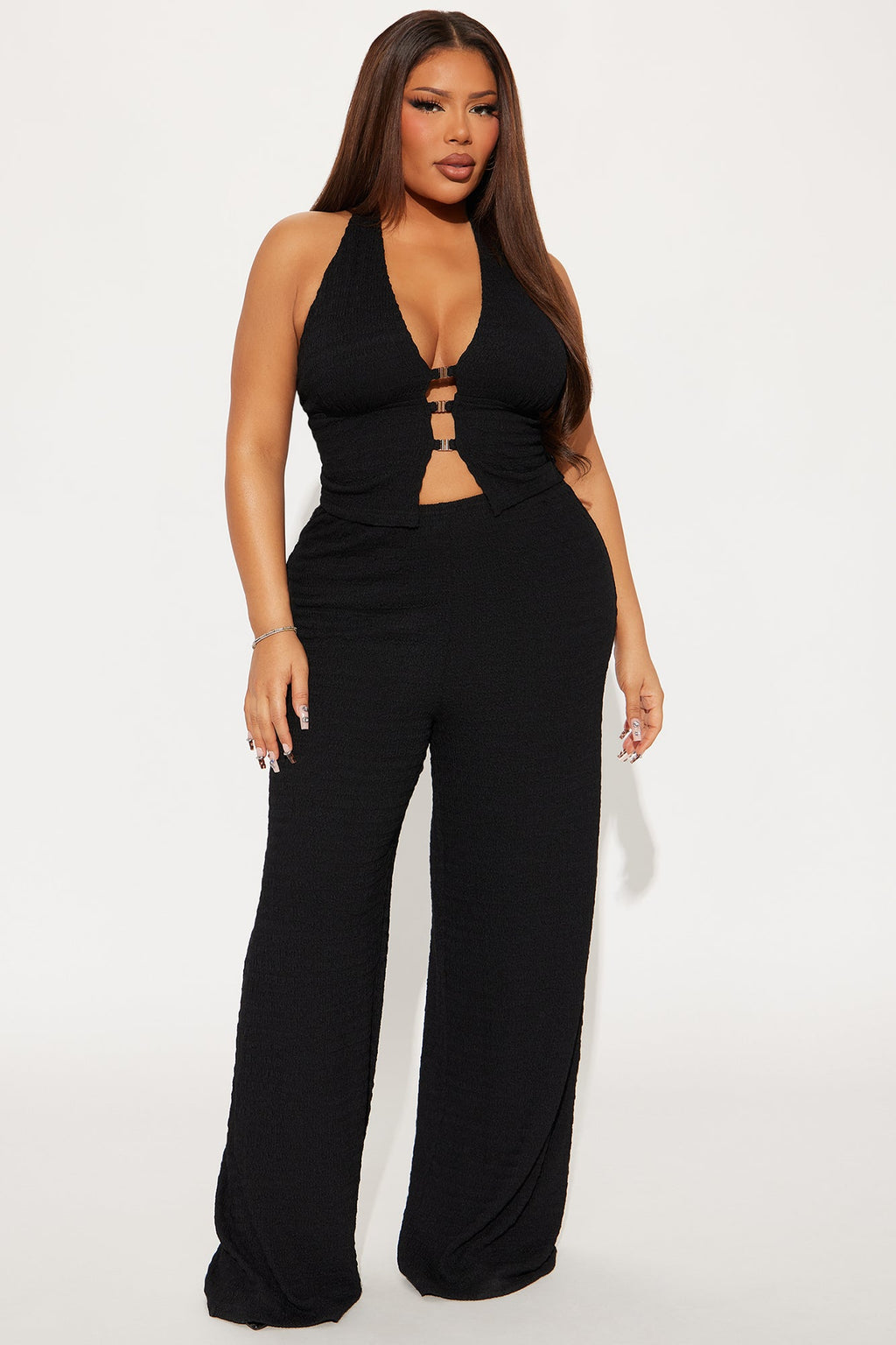 Lulu Halter Top Pant Set - Black