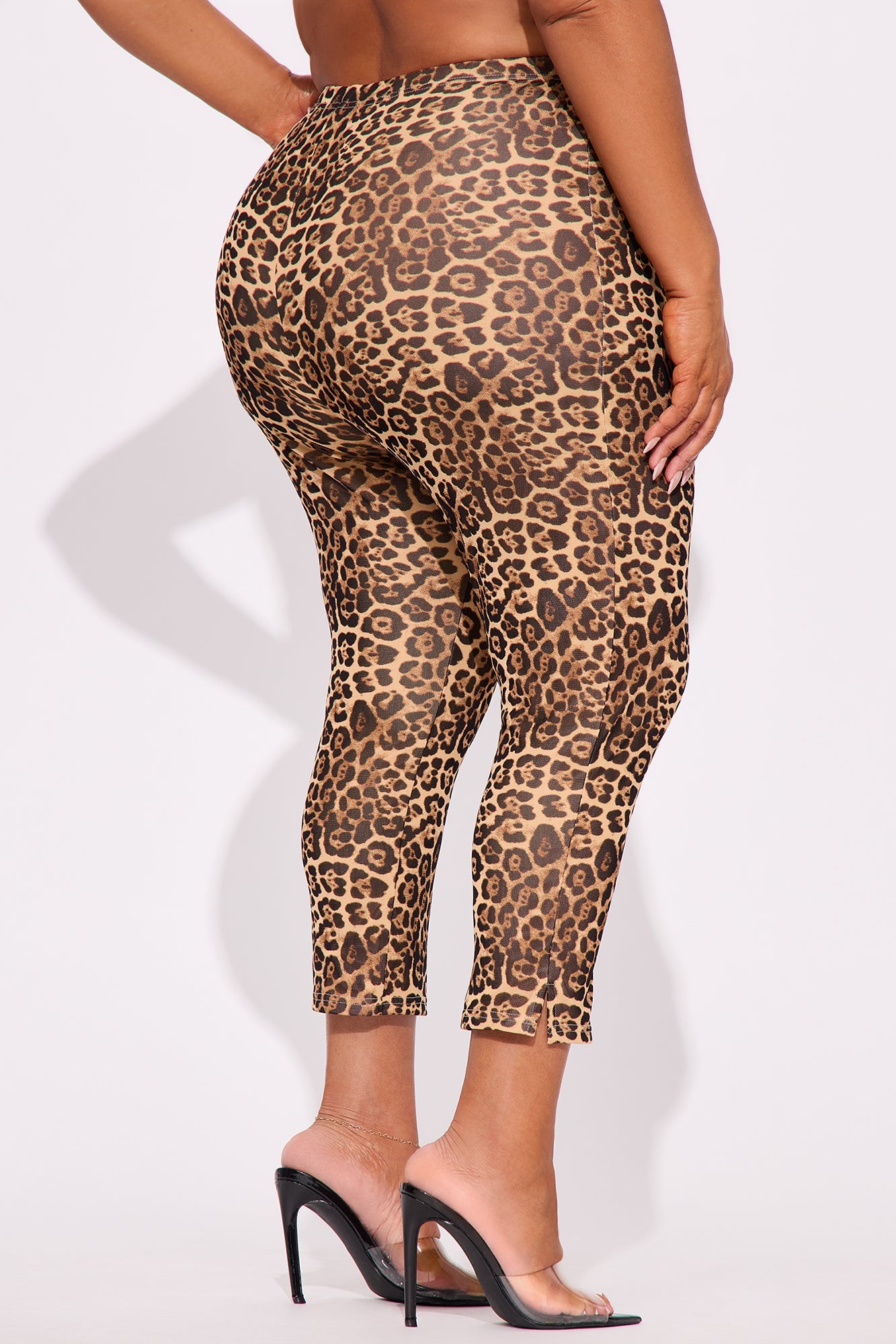 Nathalia Leopard Mesh Capri Legging - Brown/combo