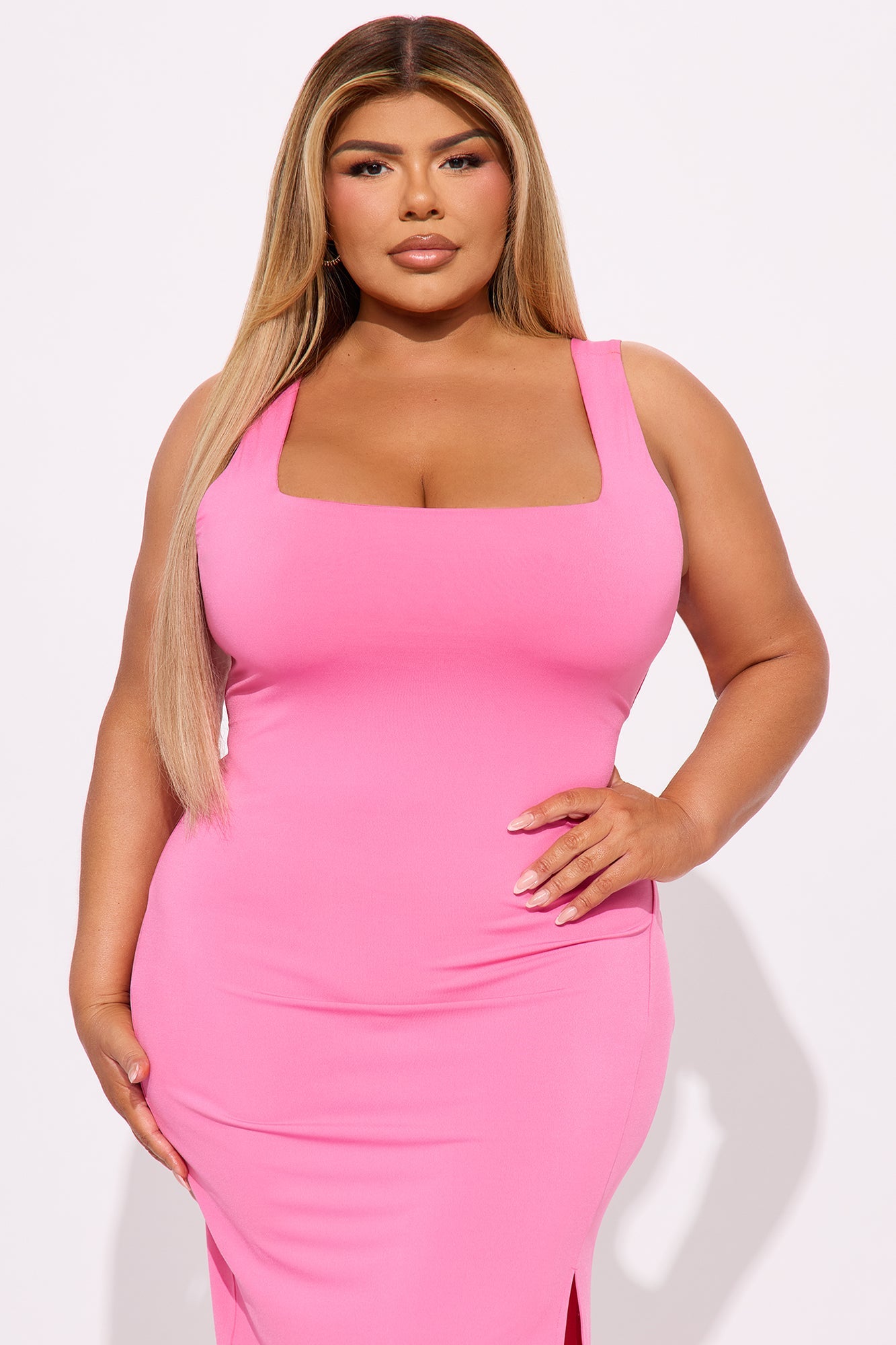 Kiss Me Sleeveless Midi Dress - Rose