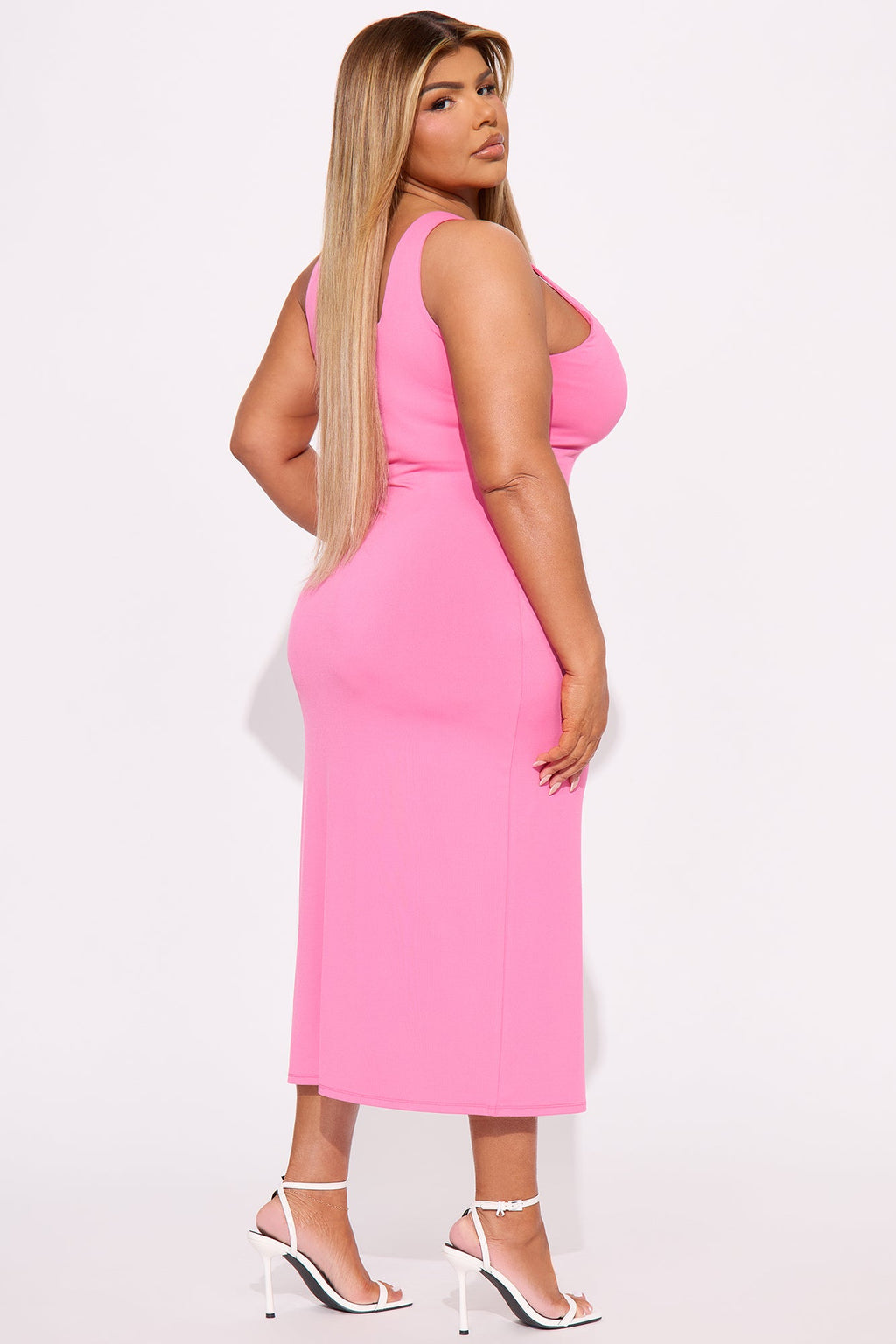 Kiss Me Sleeveless Midi Dress - Rose