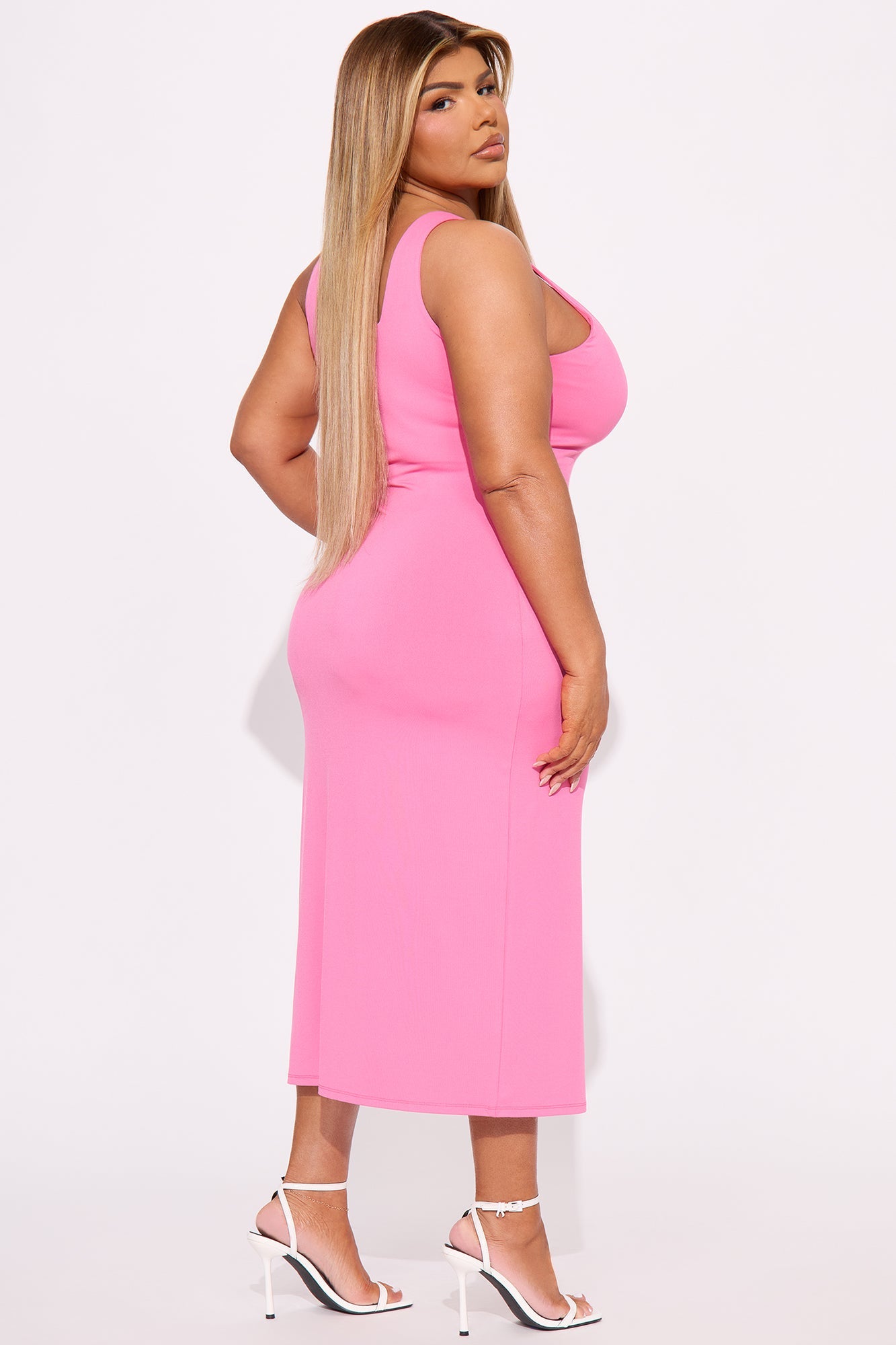 Kiss Me Sleeveless Midi Dress - Rose